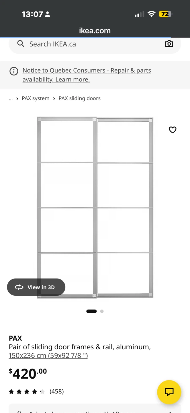 IKEA PAX Sliding Door Frames & Rail - Aluminum