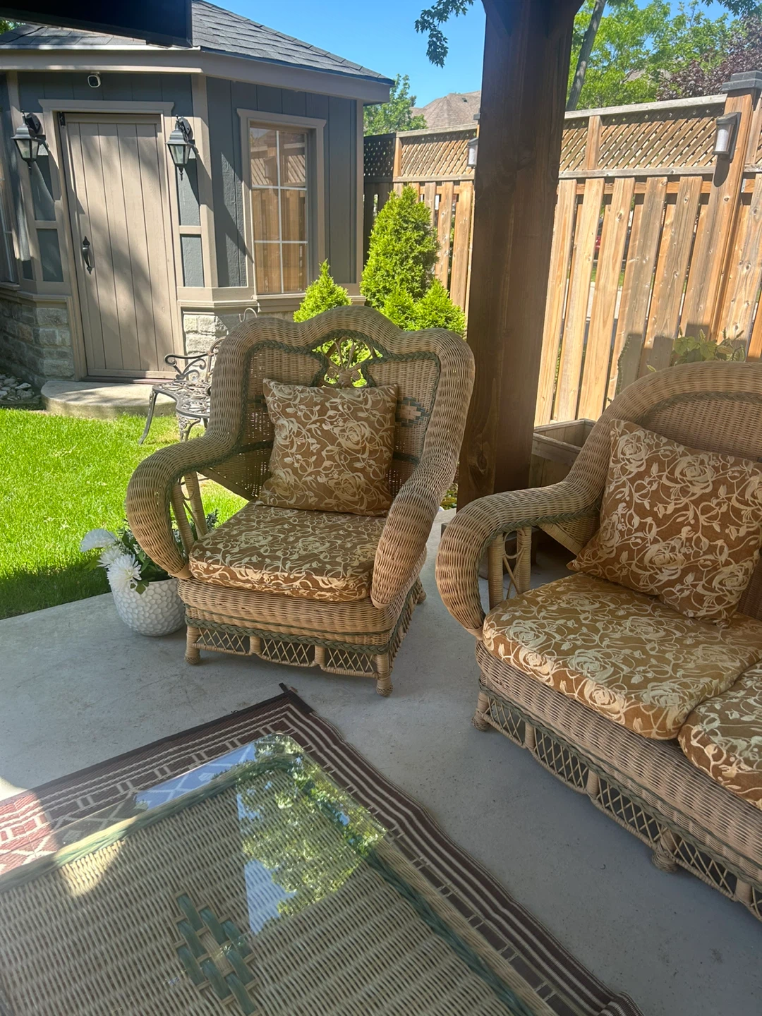 Wicker patio furniture set with cushions - photo 5