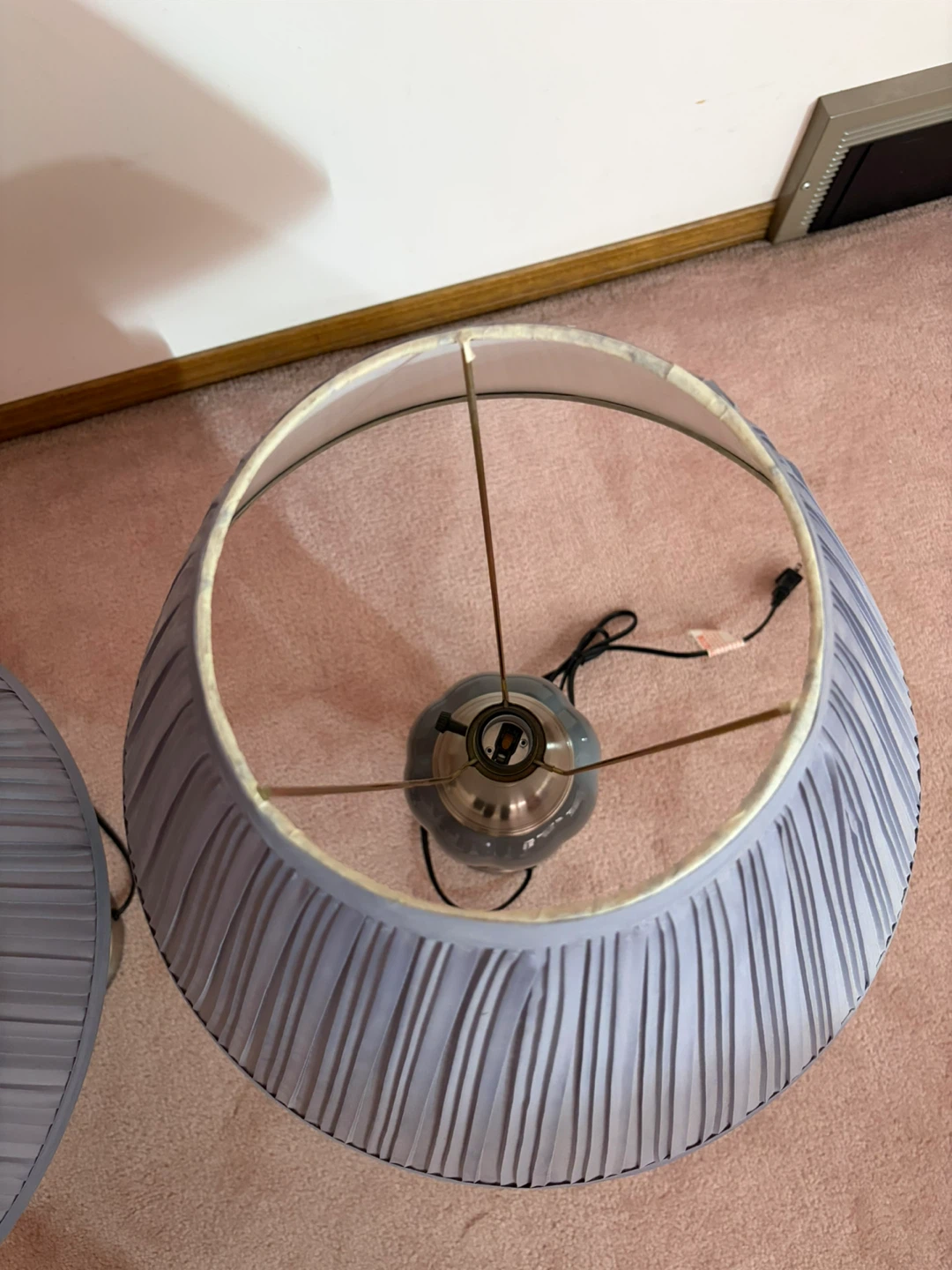 Pair of Grey Table Lamps with Pleated Shades - photo 5