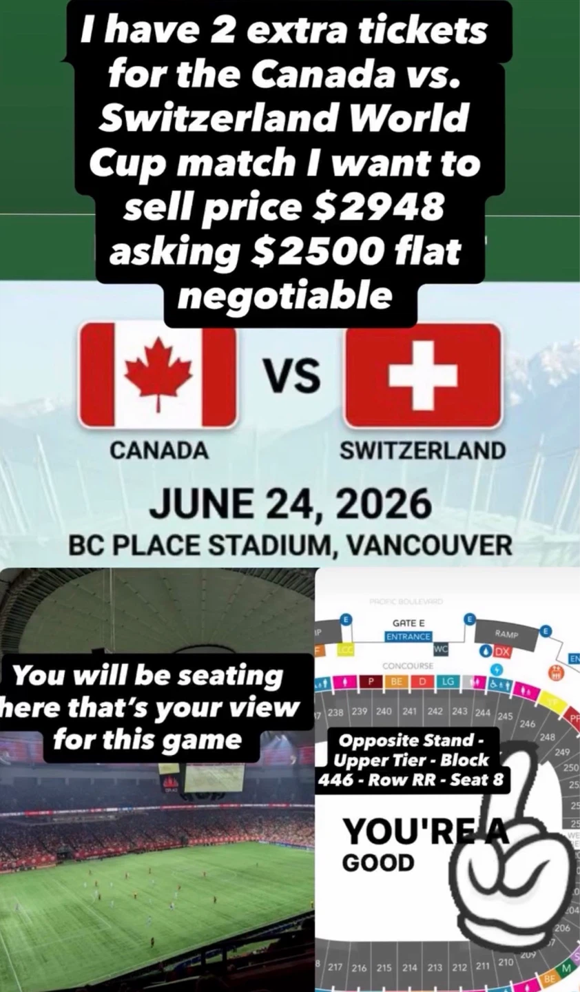 FIFA World Cup 2026 Tickets - Canada vs. Switzerland