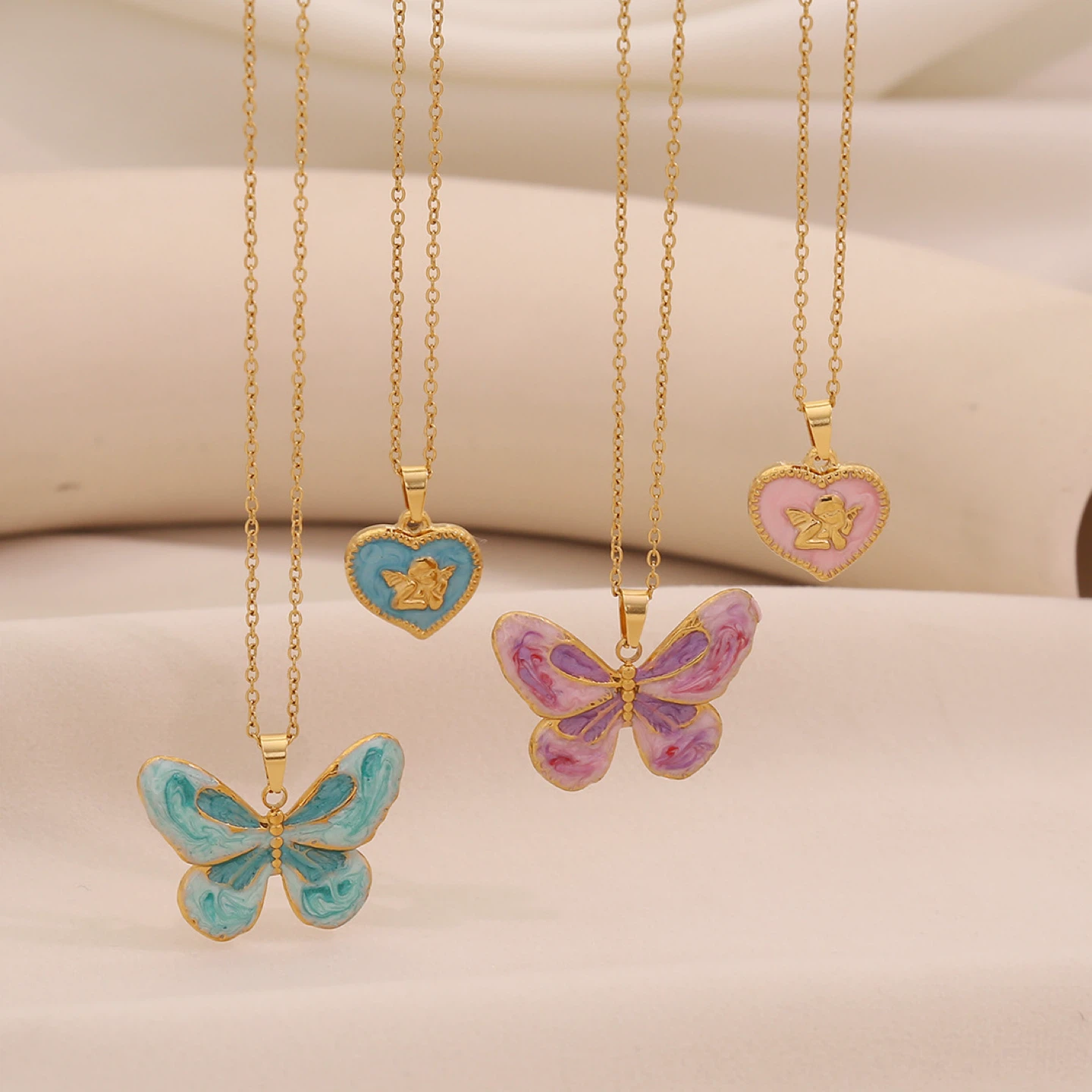Butterfly Heart Necklace | 3 Styles | 18K Gold Plated