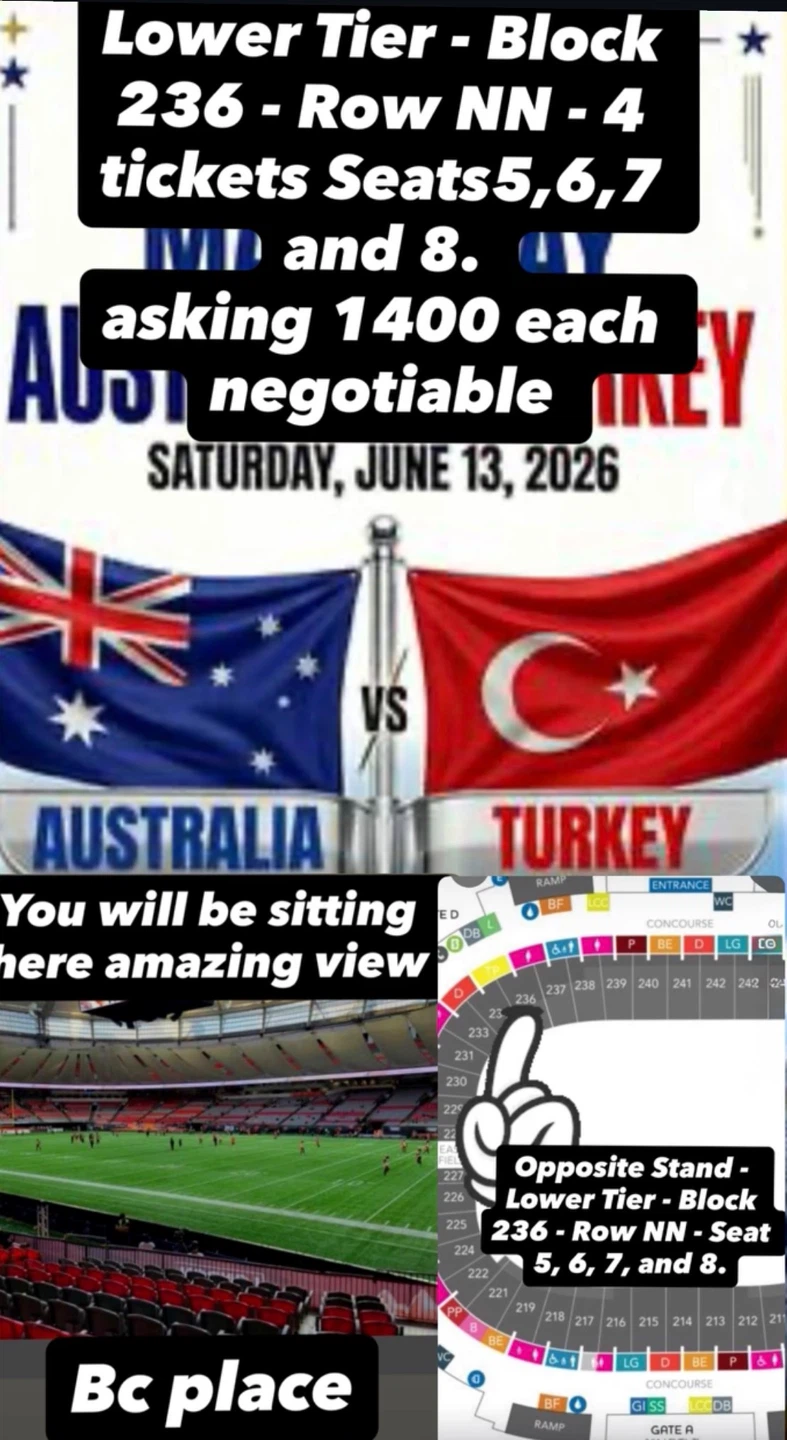 Australia vs Turkey Soccer Tickets - June 13, 2026