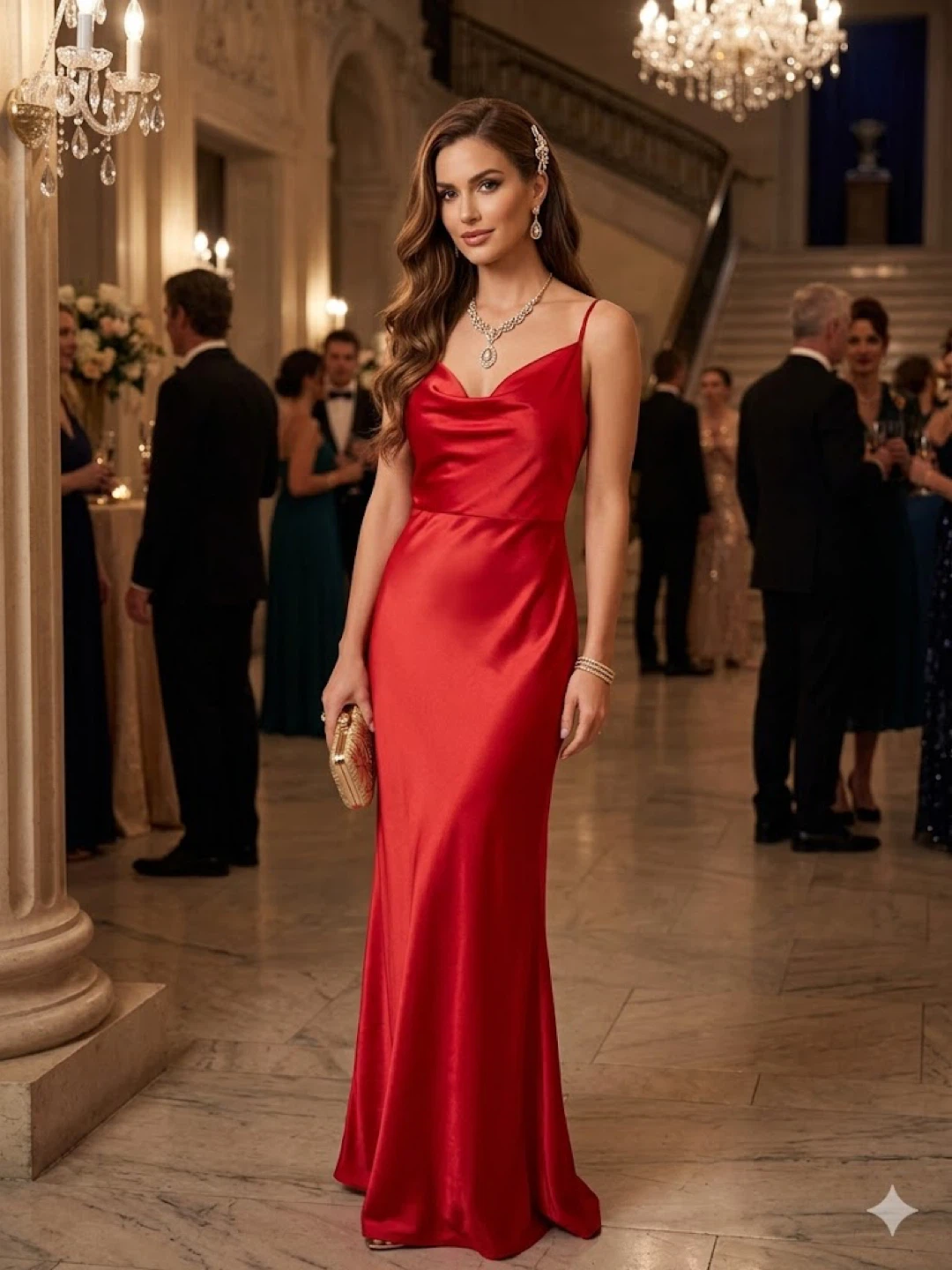 Nasty Gal Collection Red Cowl Neck Slip Dress