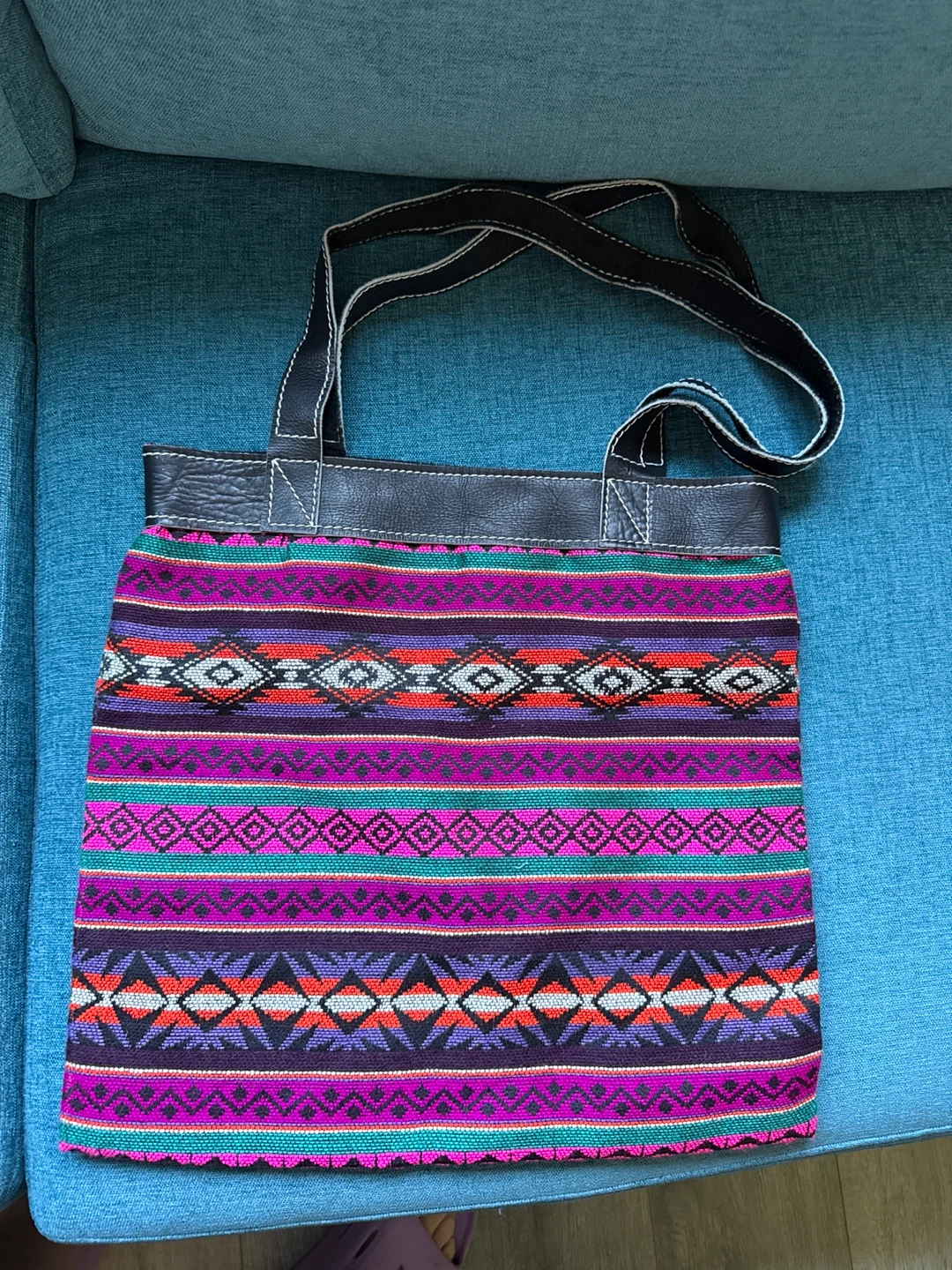 Tote Bag with Colorful Geometric Pattern