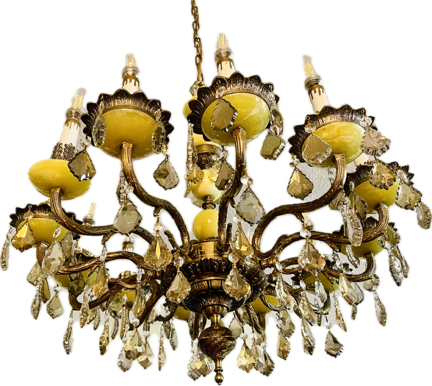 Yellow Chandelier with Crystal Accents