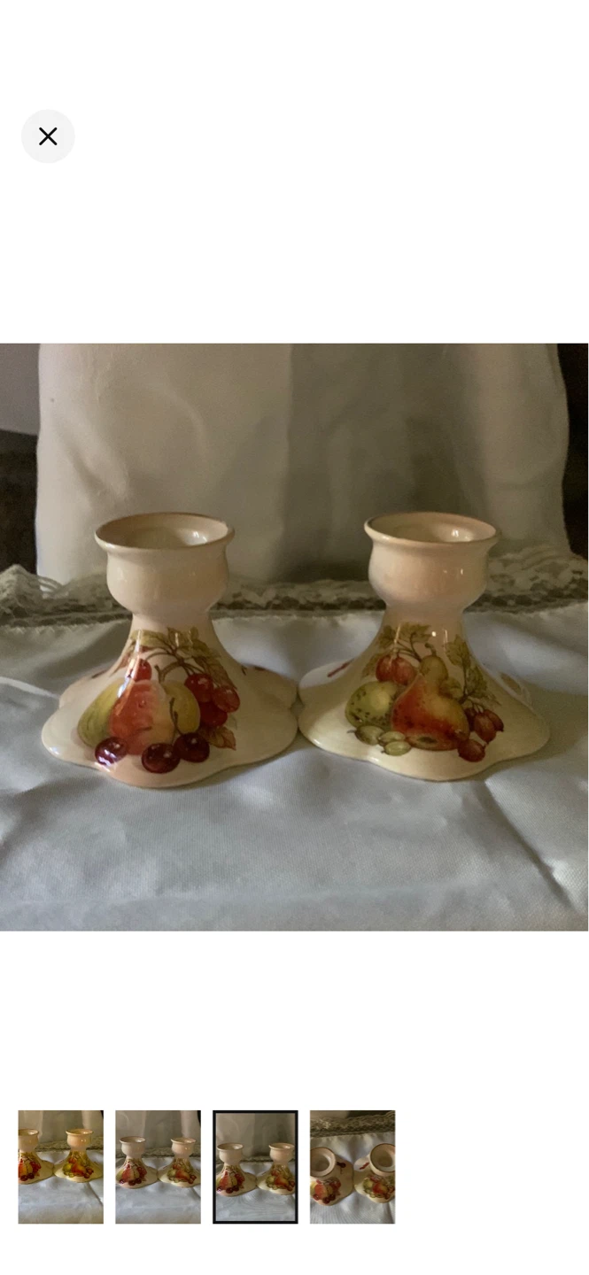Pair of Candlesticks with Fruit Design - photo 3