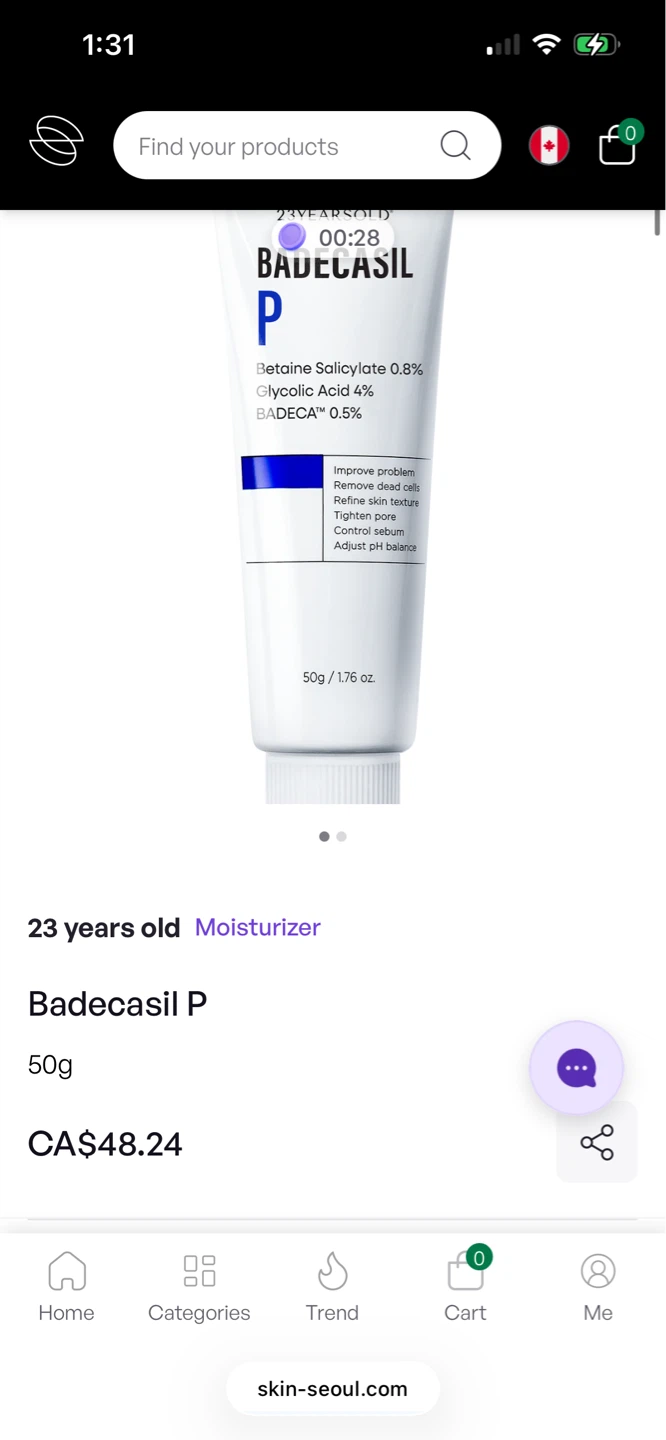 Korean Derma acne sensitive Badecasil P cream 50g