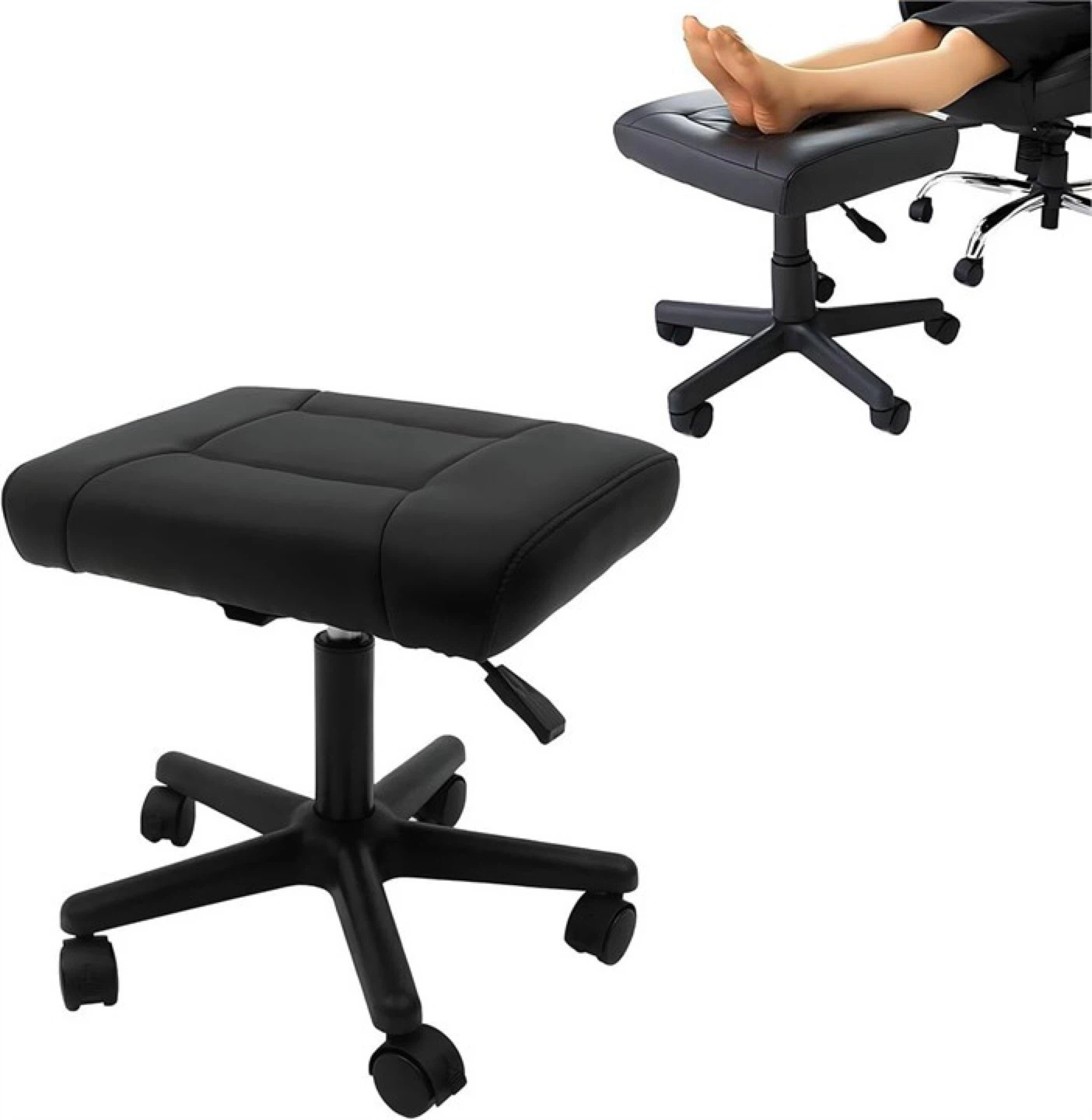 Black Adjustable Footrest Stool