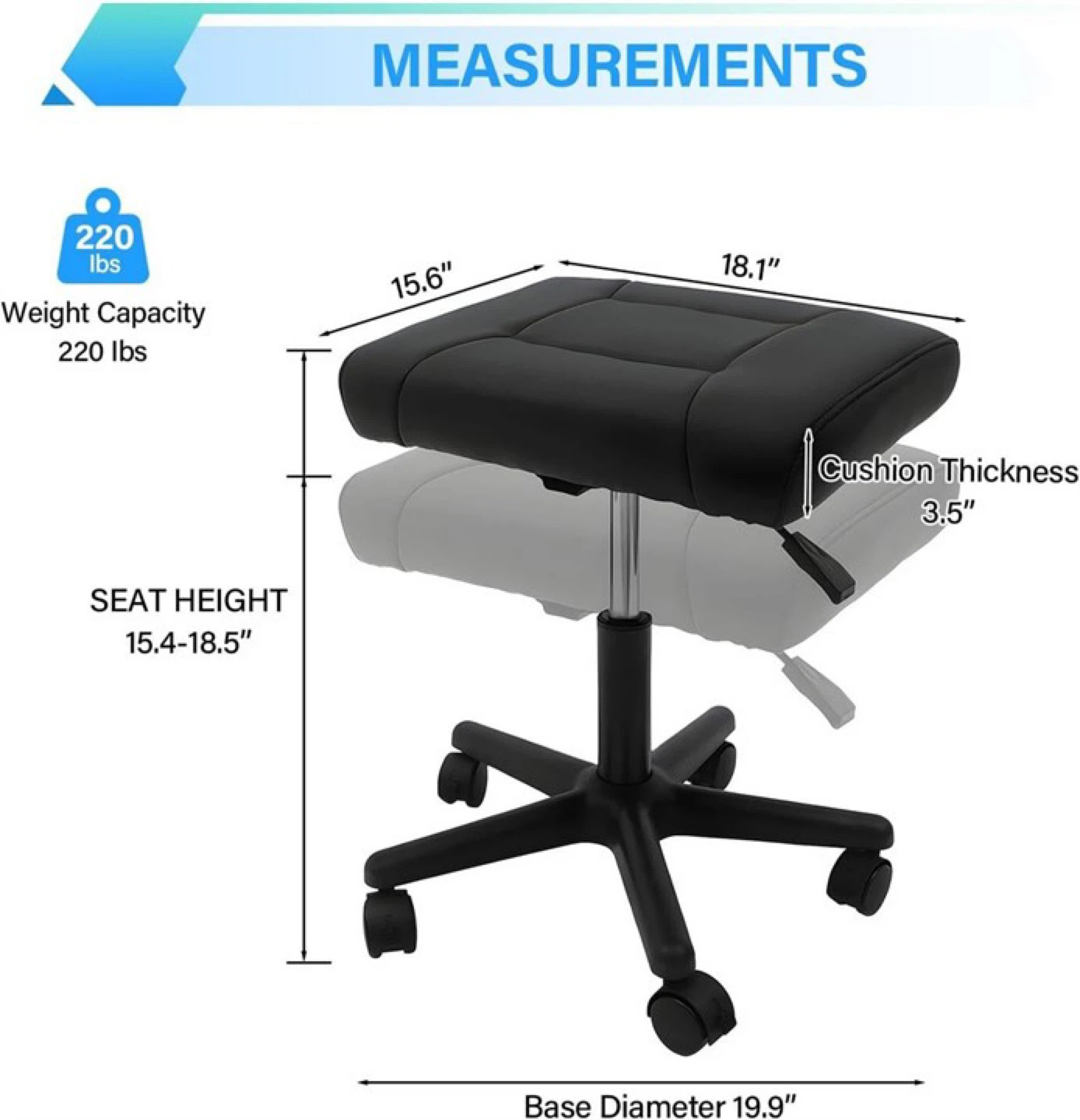 Black Adjustable Footrest Stool - photo 2
