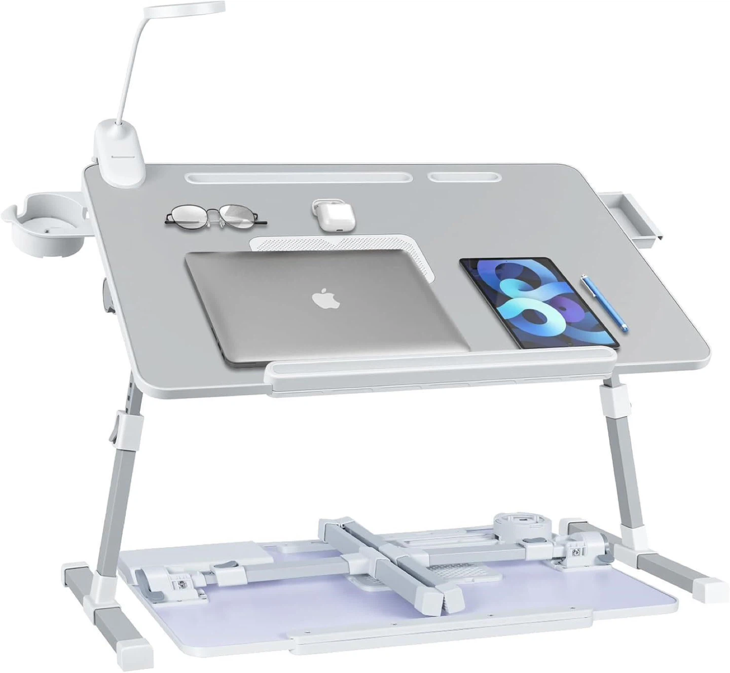 Adjustable Laptop Desk with Cooling Fan and LED Light