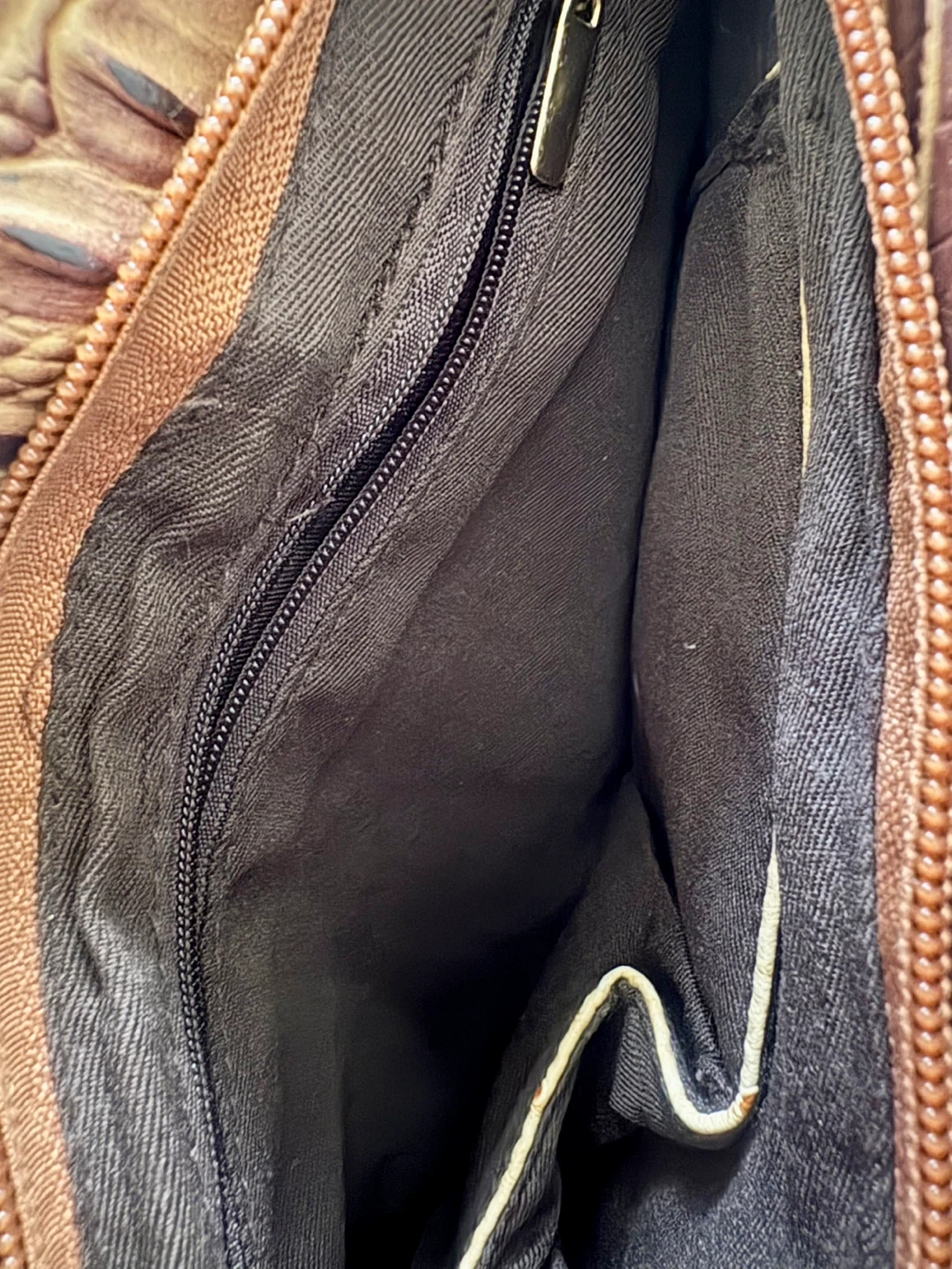 Brown Faux Croc & Ostrich Texture Shoulder Bag - photo 4