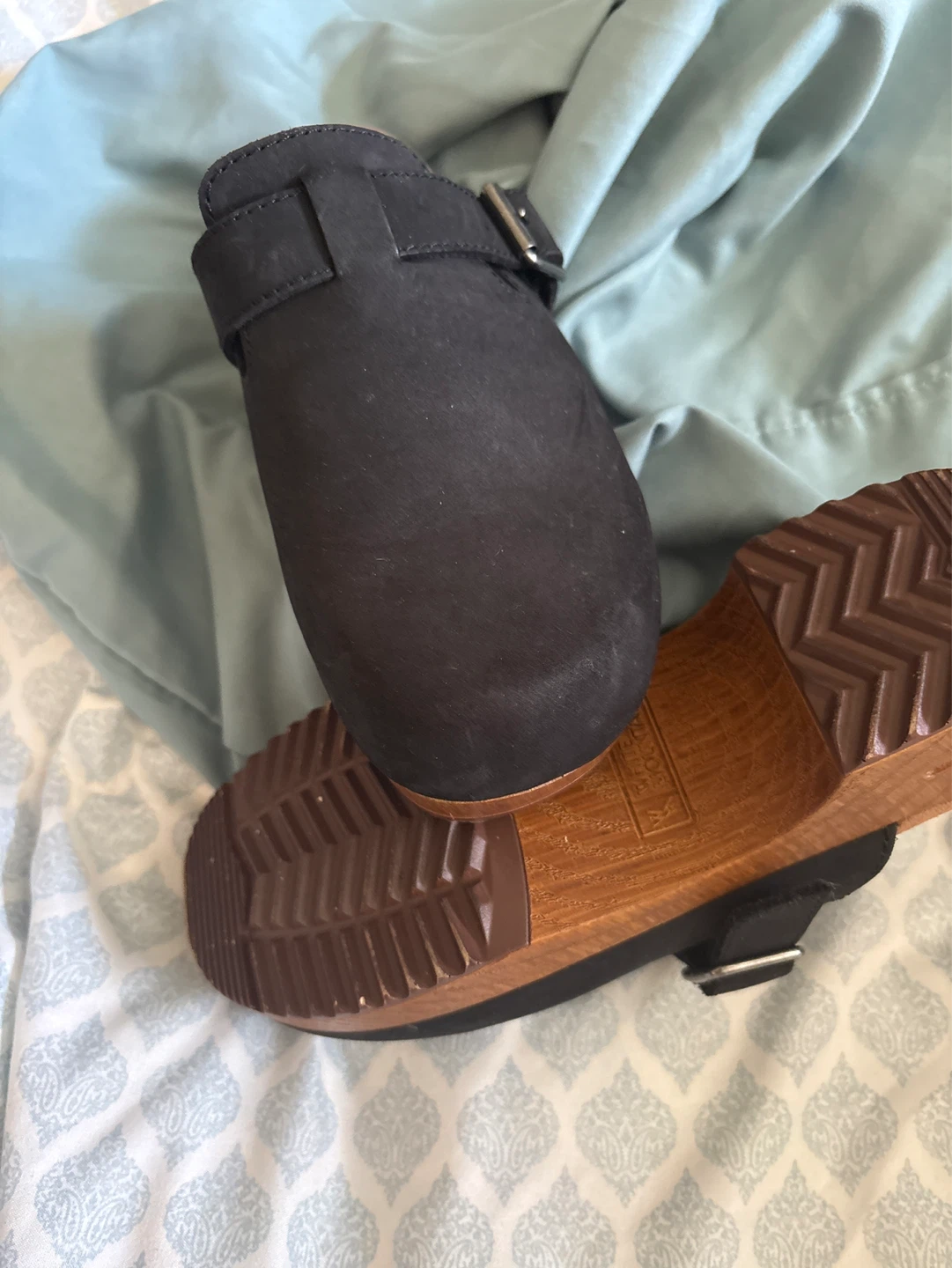 Black Clogs with Wooden Sole