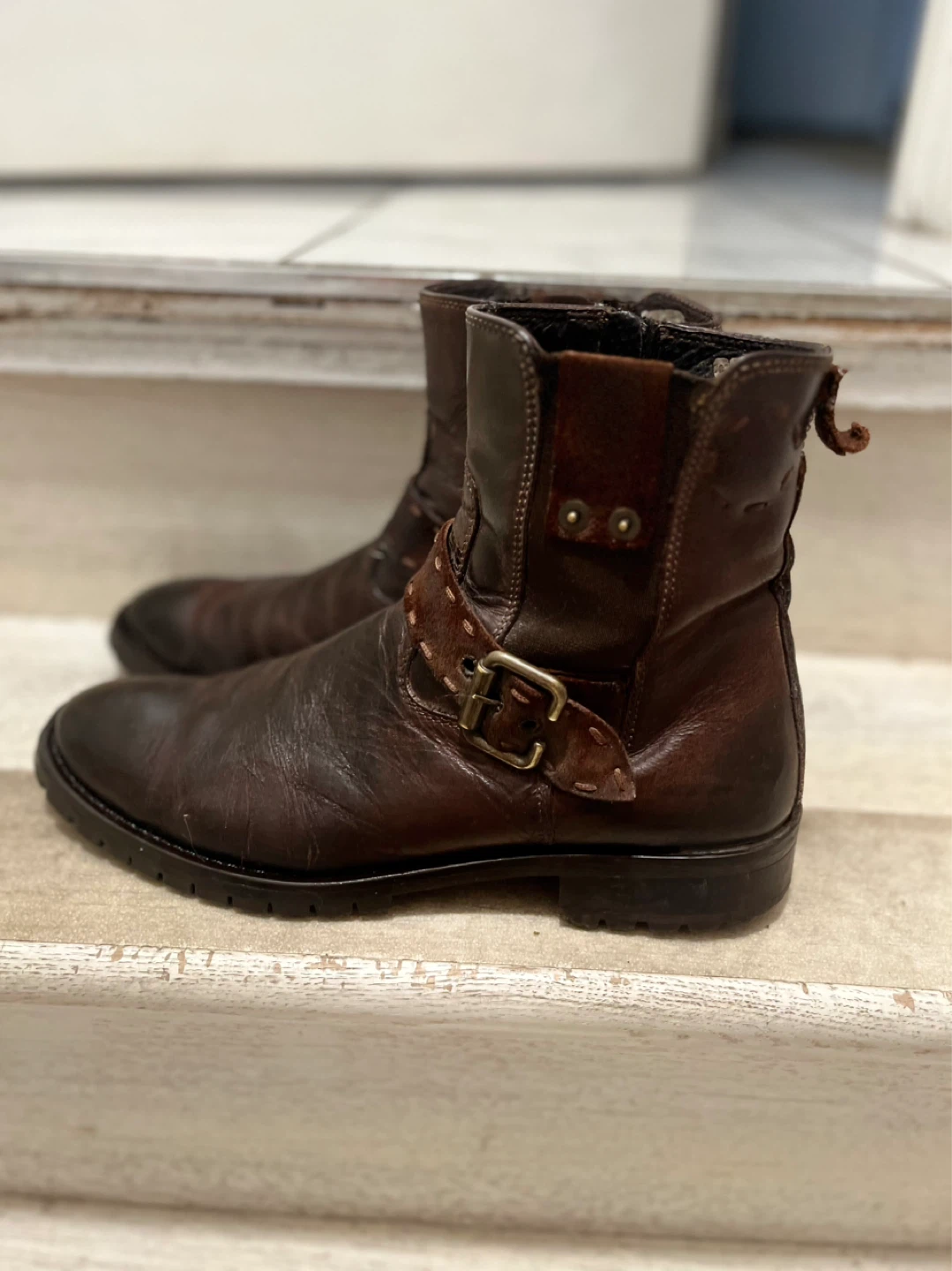 Brown Leather Moto Boots - photo 2