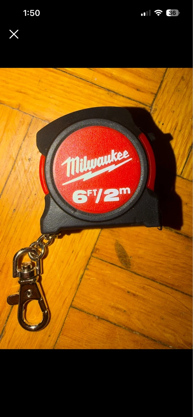 Milwaukee 6ft/2m Tape Measure with Keychain Clip