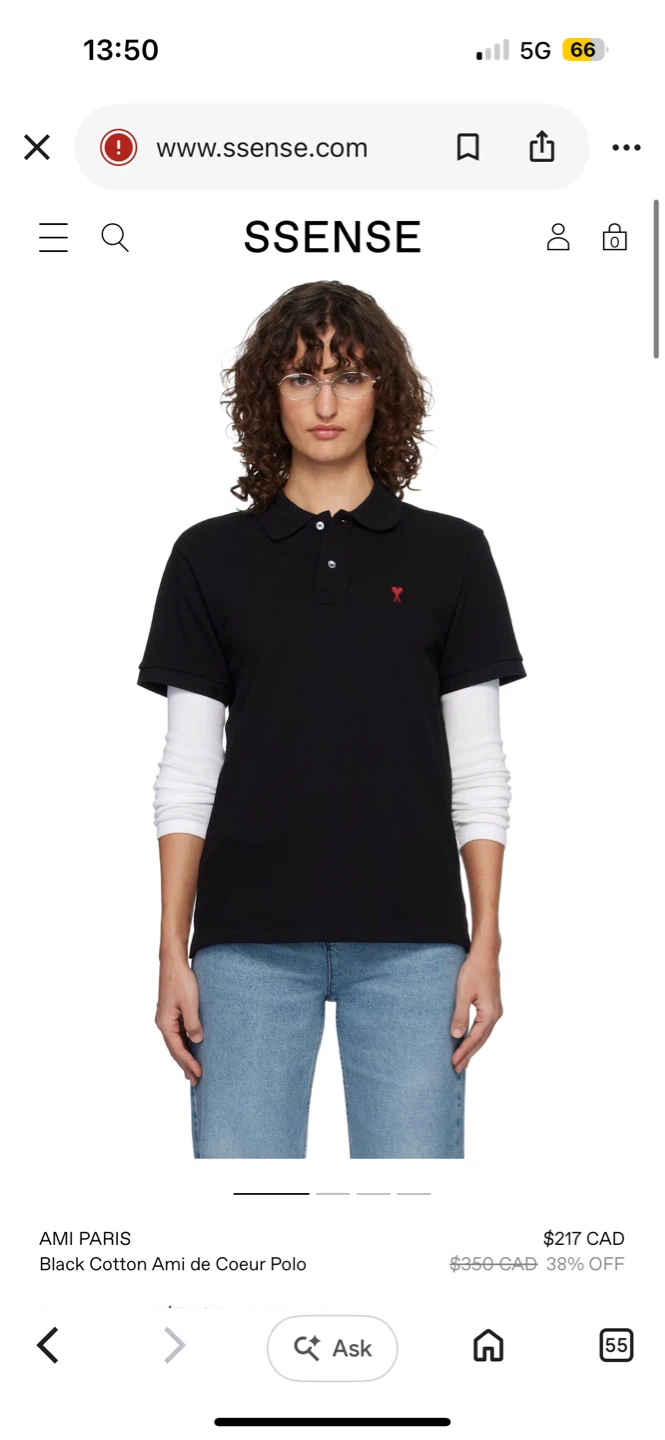 AMI PARIS Black Cotton Ami de Coeur Polo