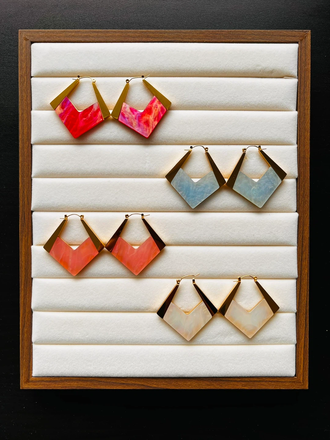 Marble Heart Resin Earrings (4 Colors)