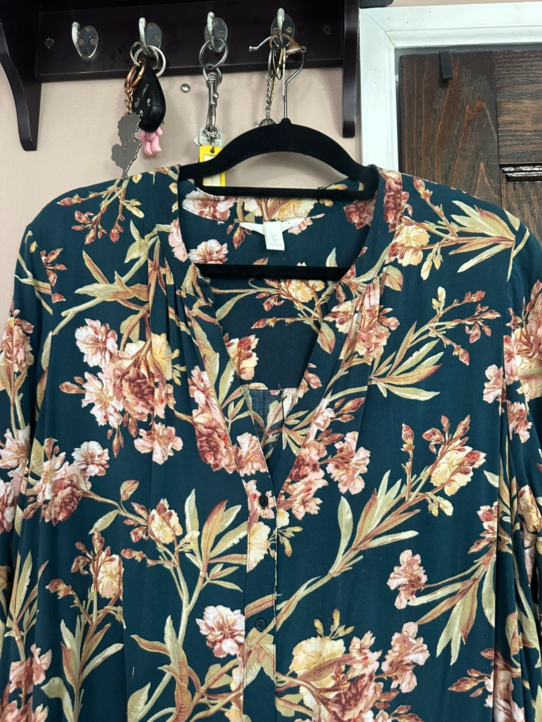 H&M Mama Floral Print Button-Up Shirt Dress XL - photo 2