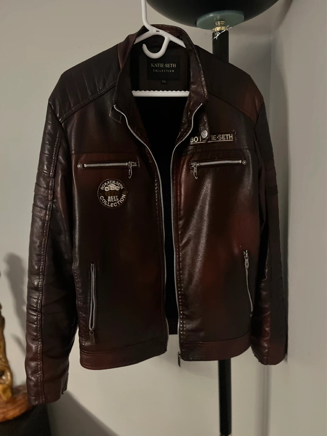 Katie Seth Faux Leather Biker Jacket