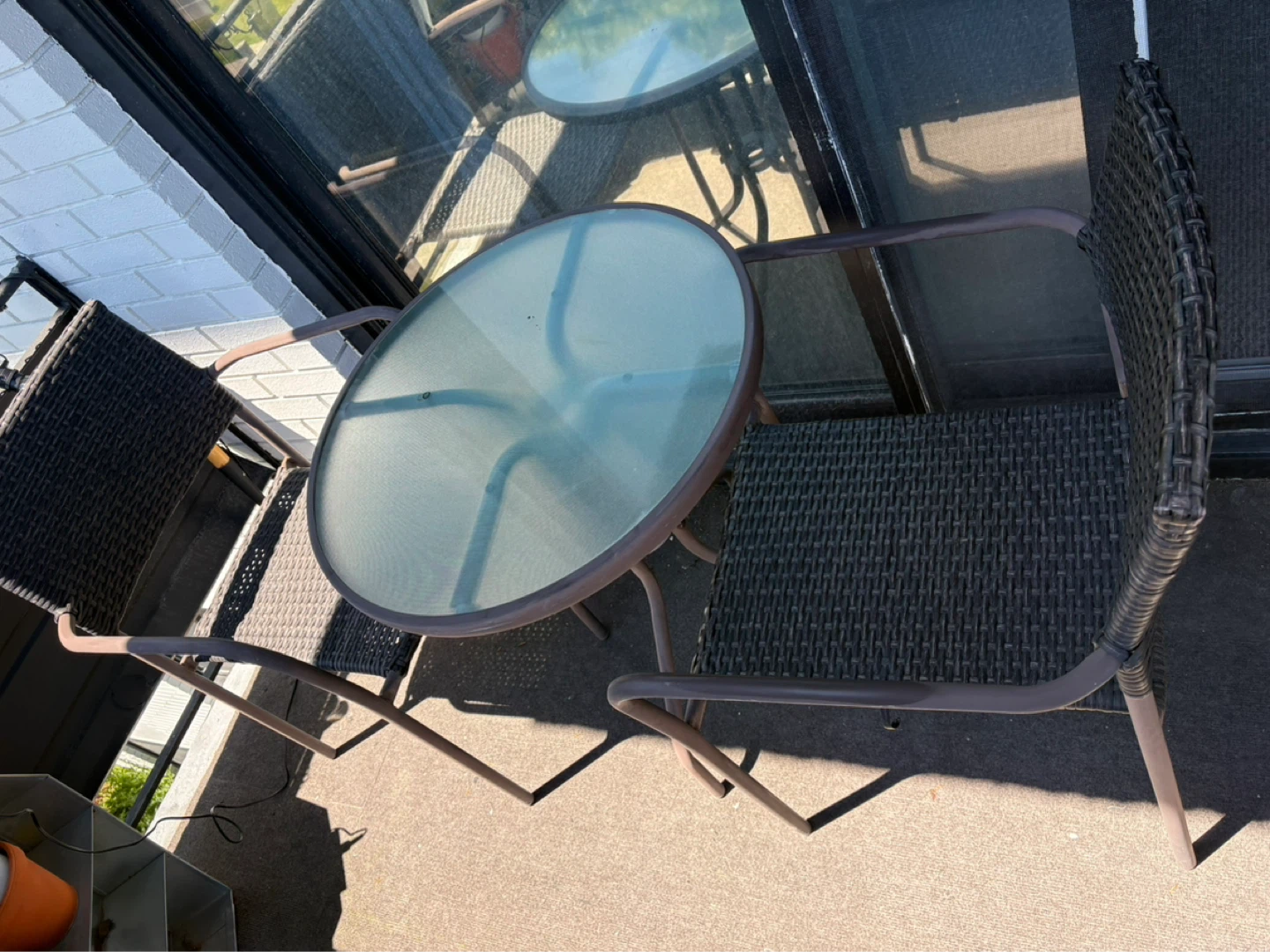 Glass Top Patio Table with Wicker Chairs - photo 2