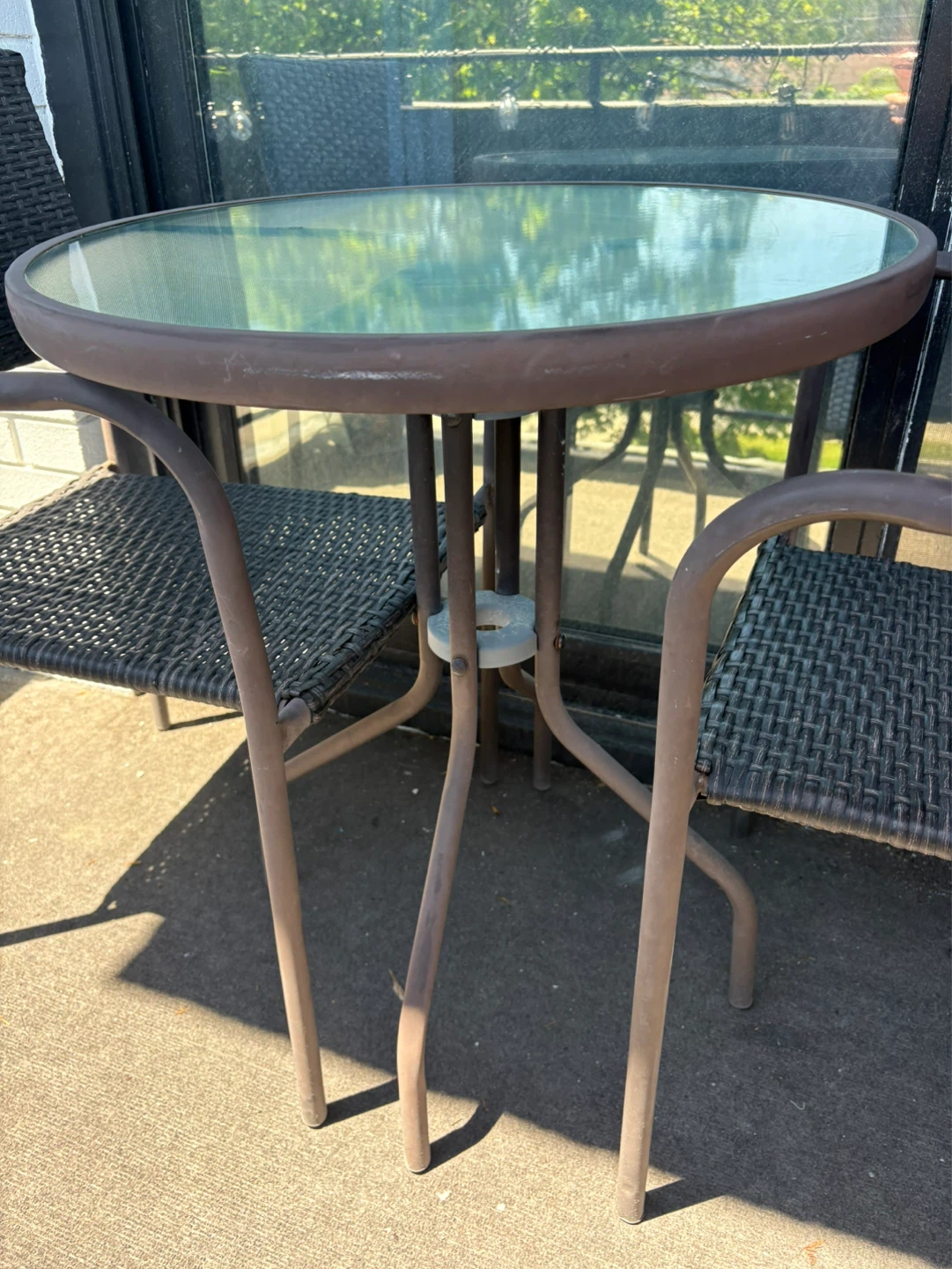 Glass Top Patio Table with Wicker Chairs - photo 4