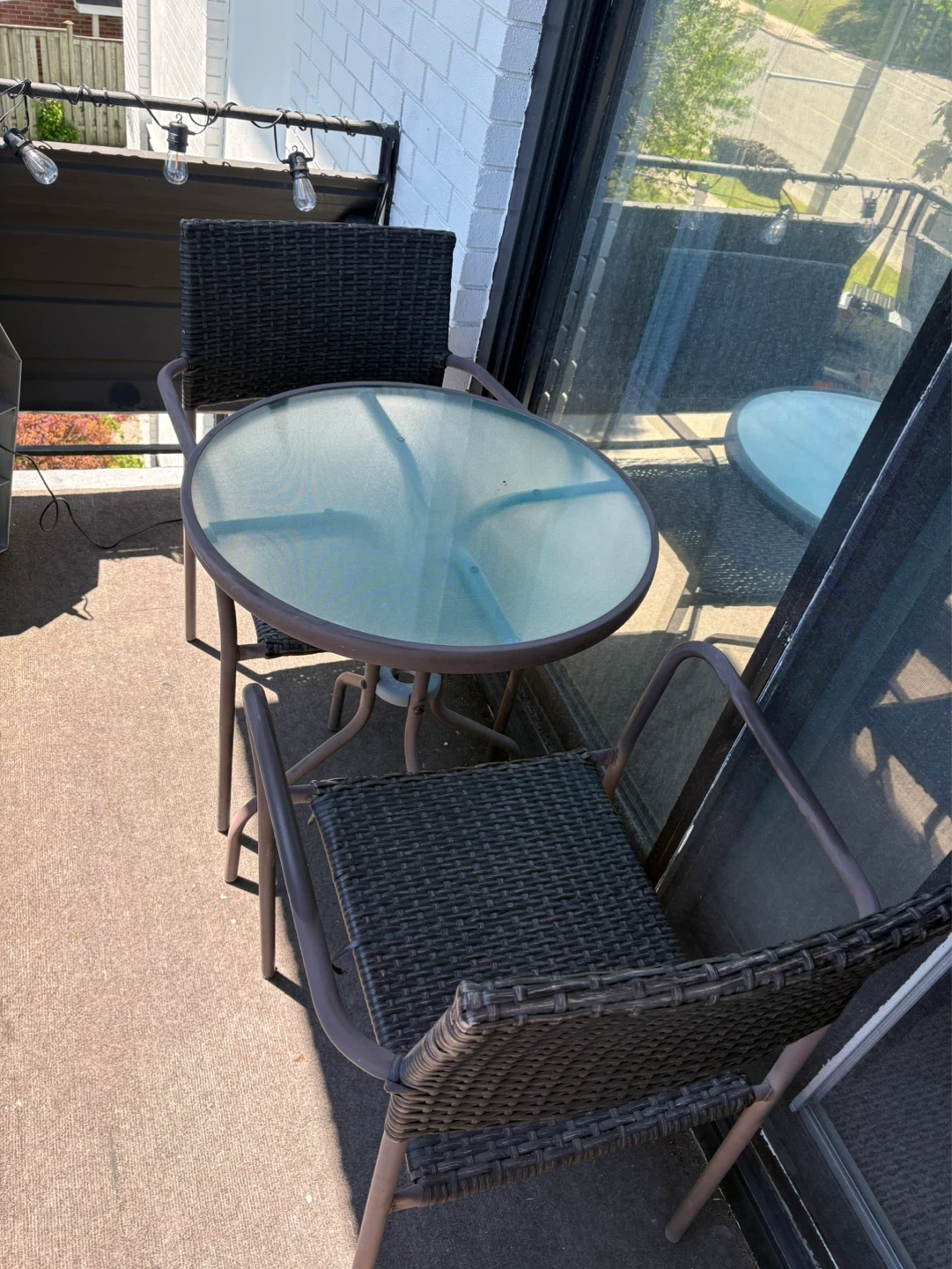 Glass Top Patio Table with Wicker Chairs - photo 3