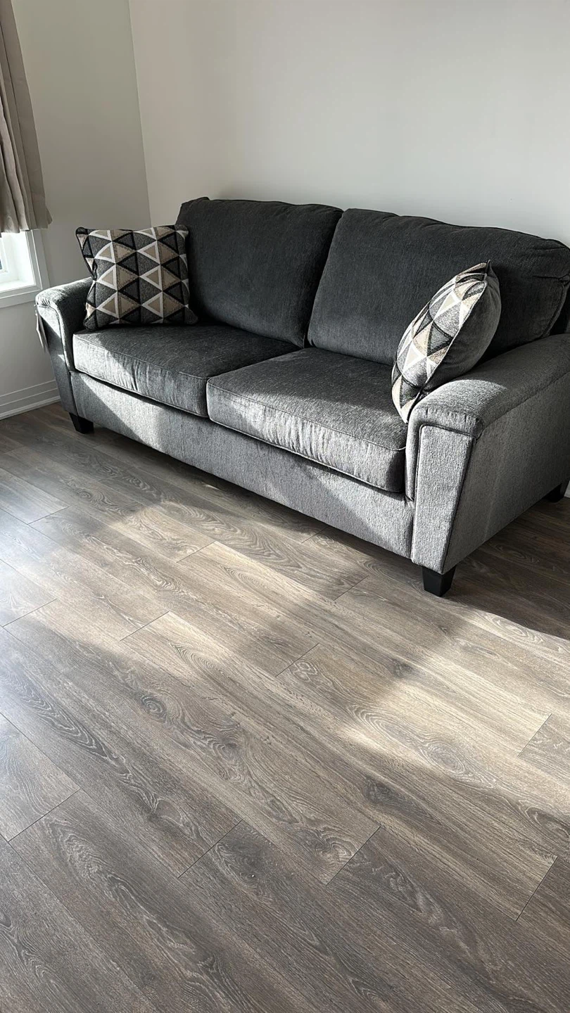 Dark Grey Sofa with Accent Pillows