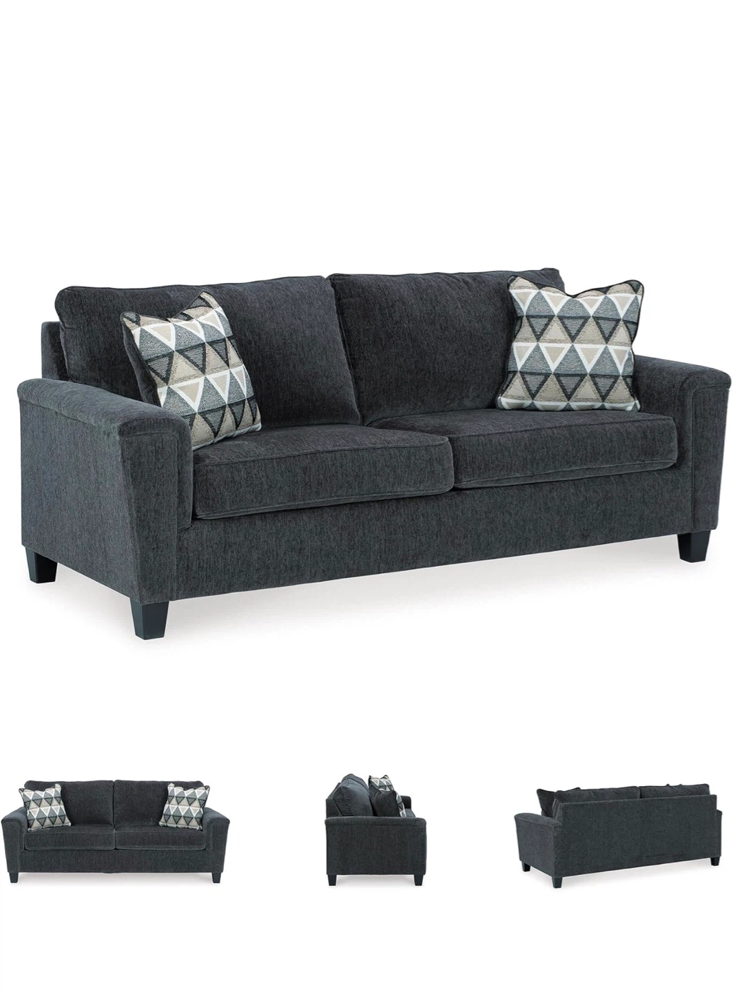 Dark Grey Sofa with Accent Pillows - photo 2