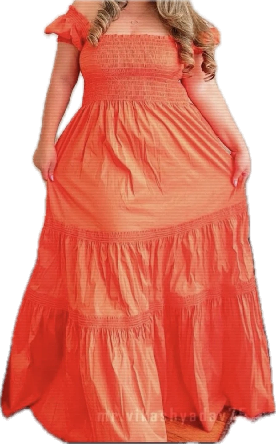 Tory Burch Smocked Midi Dress Poppy Red XS