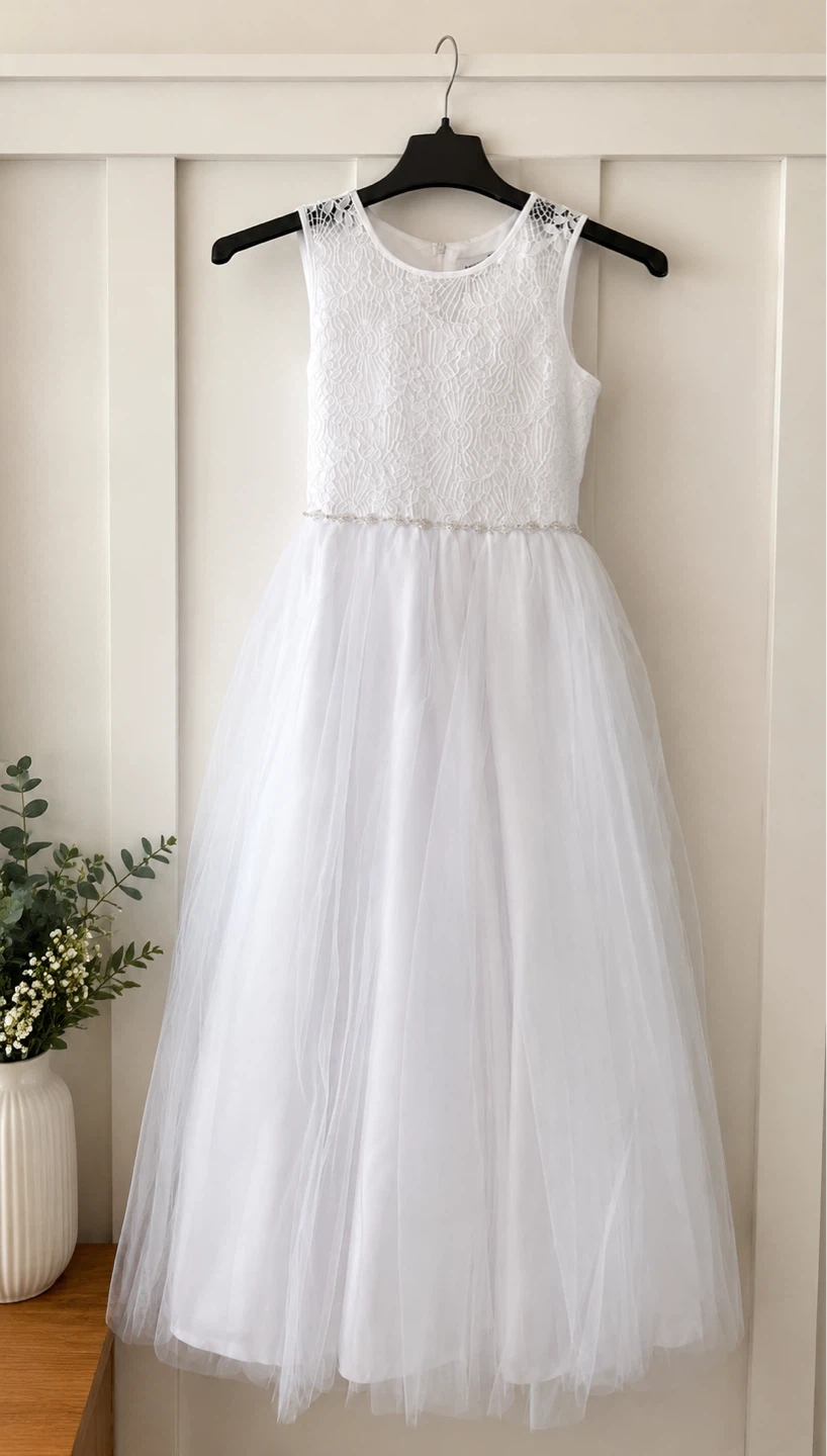 White Lace Tulle Dress