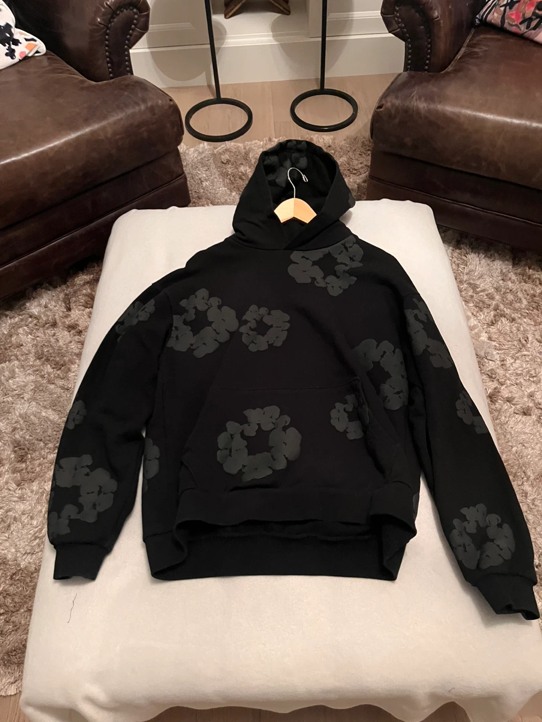 DENIM TEARS Black Floral Hoodie