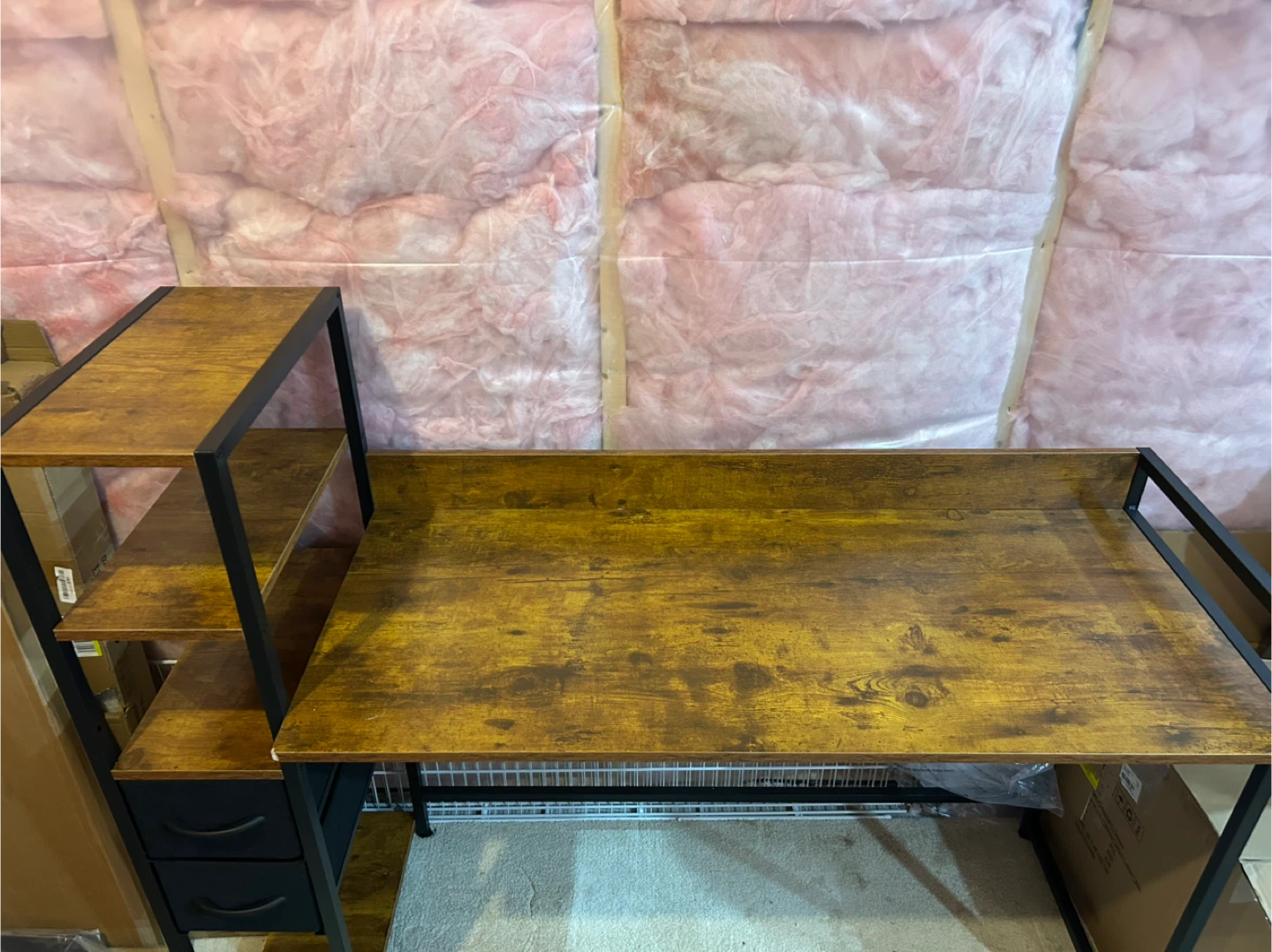 Rustic Wood Desk with Shelving Unit - photo 2
