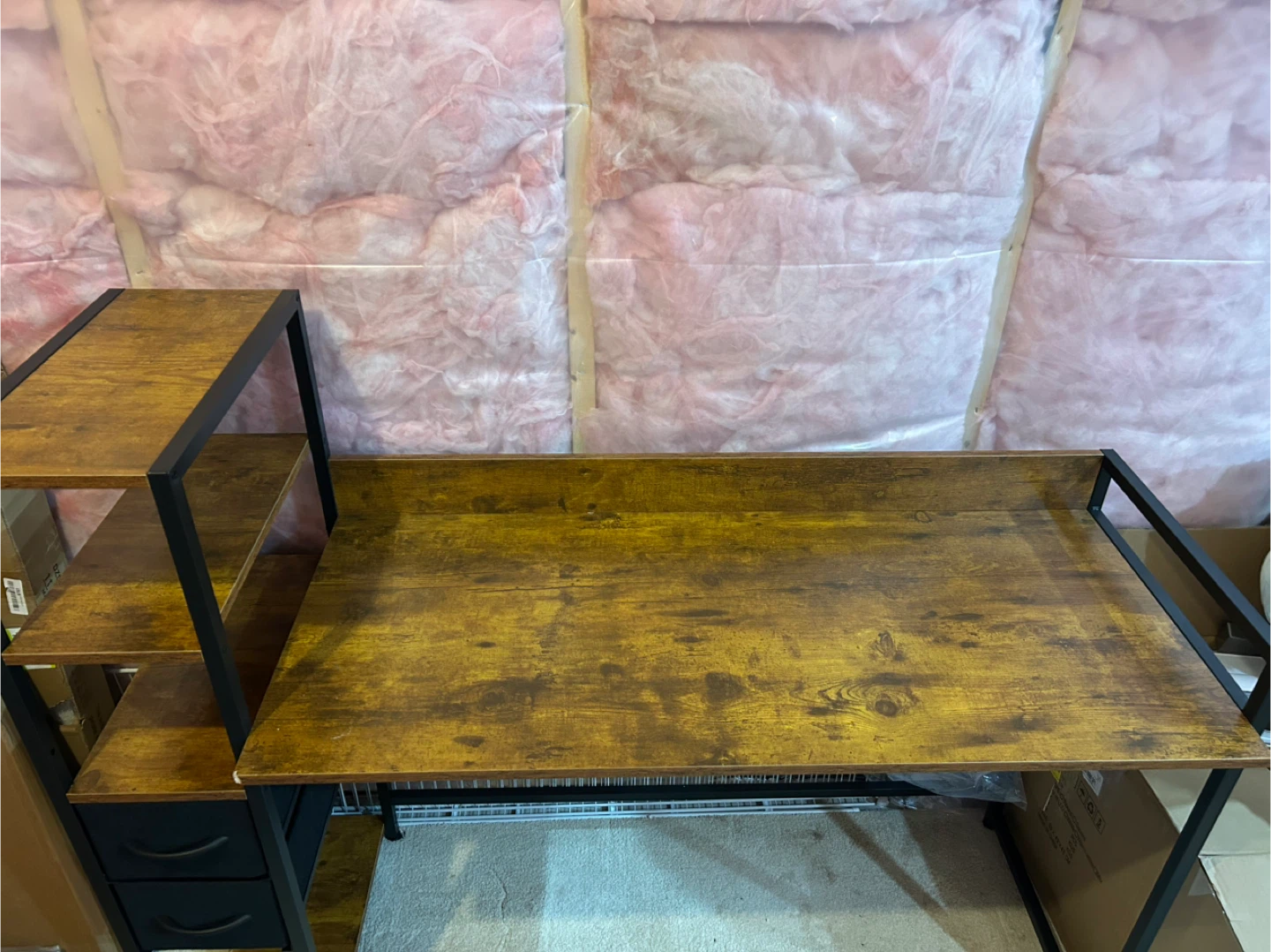 Rustic Wood Desk with Shelving Unit