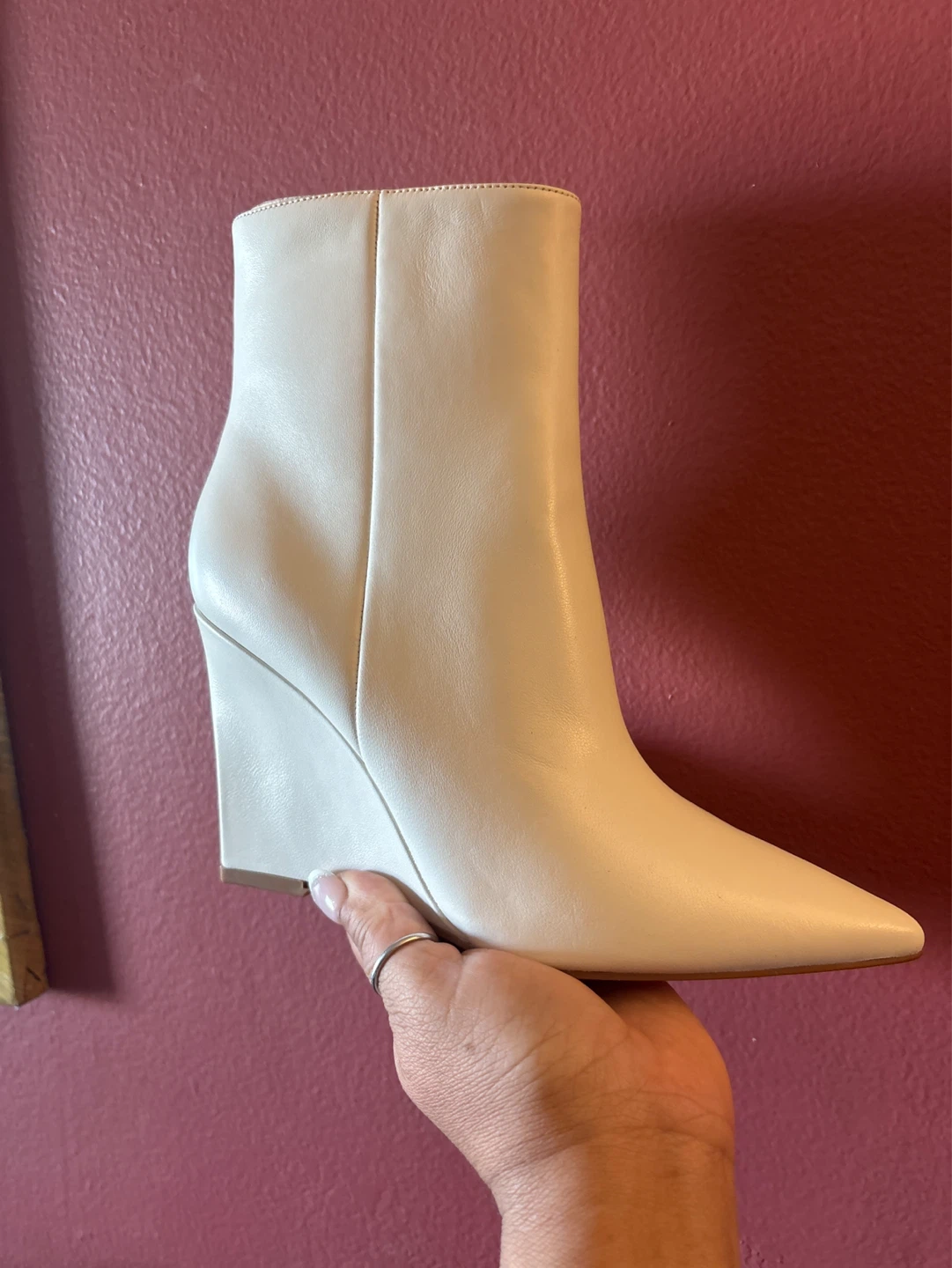 New Marc Fisher Leather Wedge Ankle Boots Size 6M
