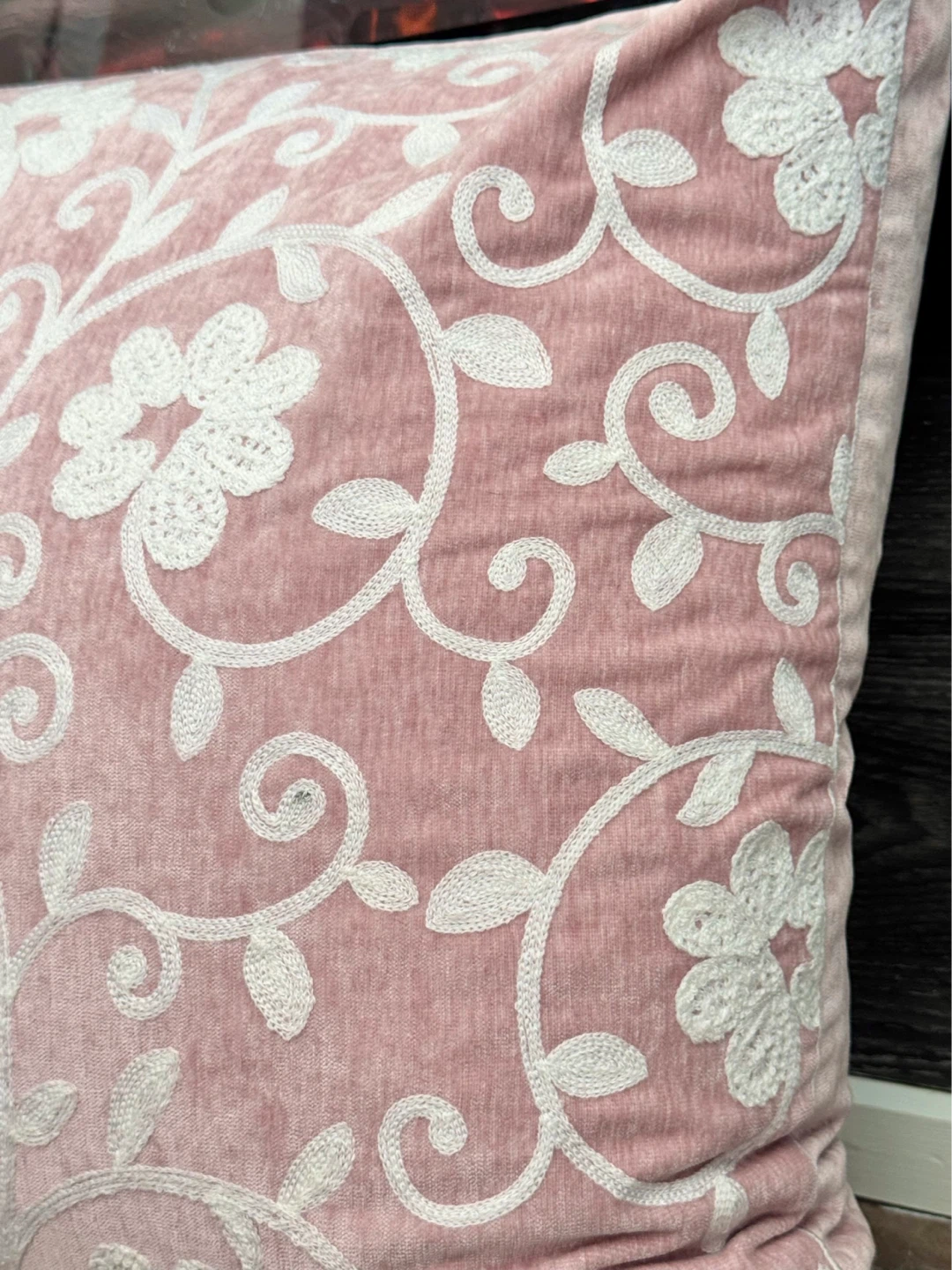 Large Pink & White Floral Pillow - photo 4