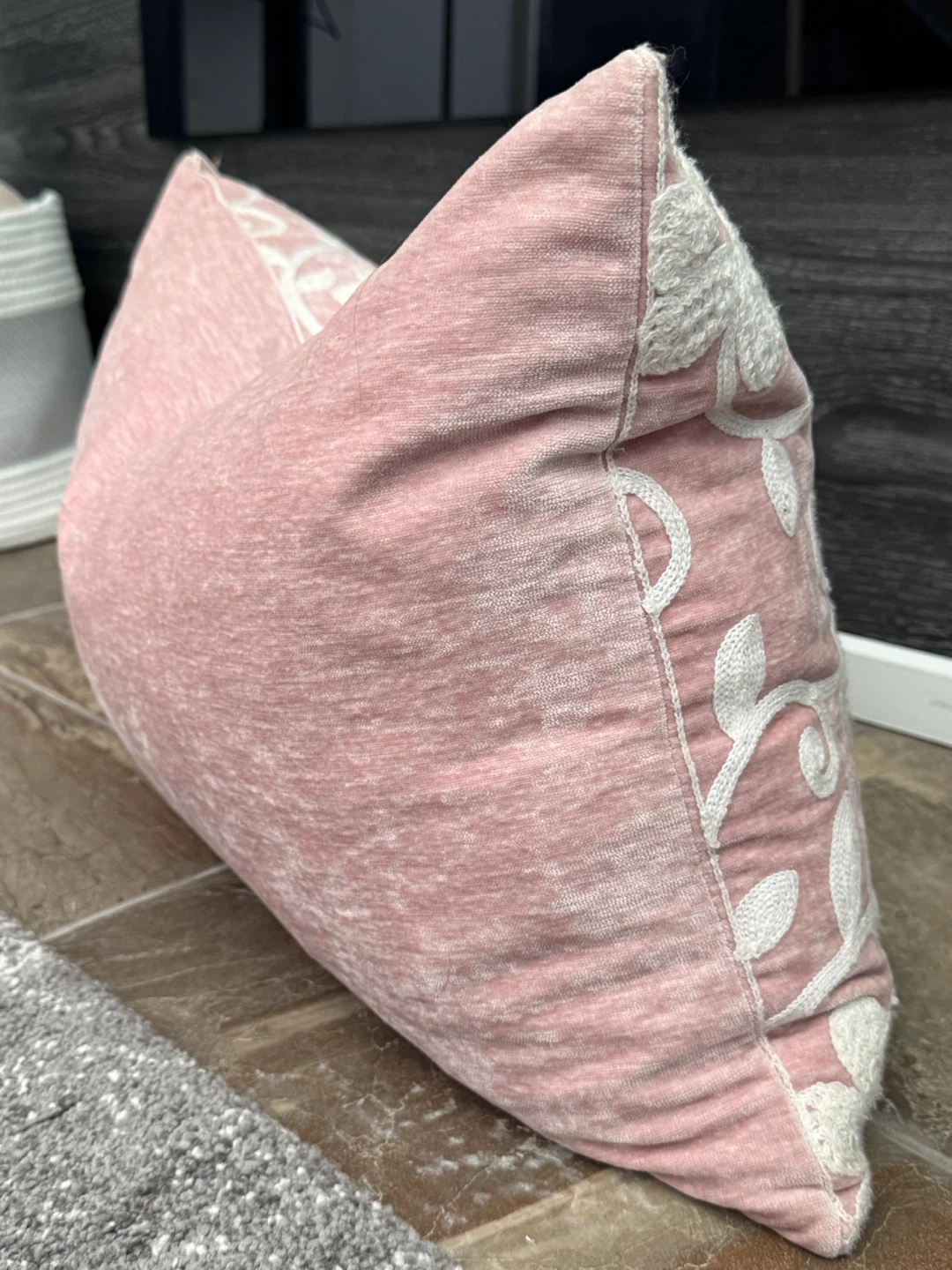 Pink & White Floral Lumbar Pillow - photo 2