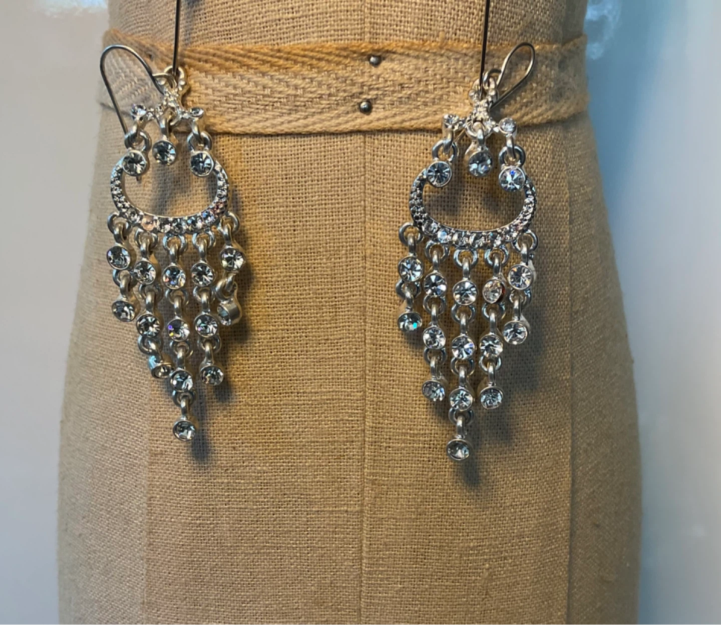 Silver tone rhinestone necklace and earring set - photo 3