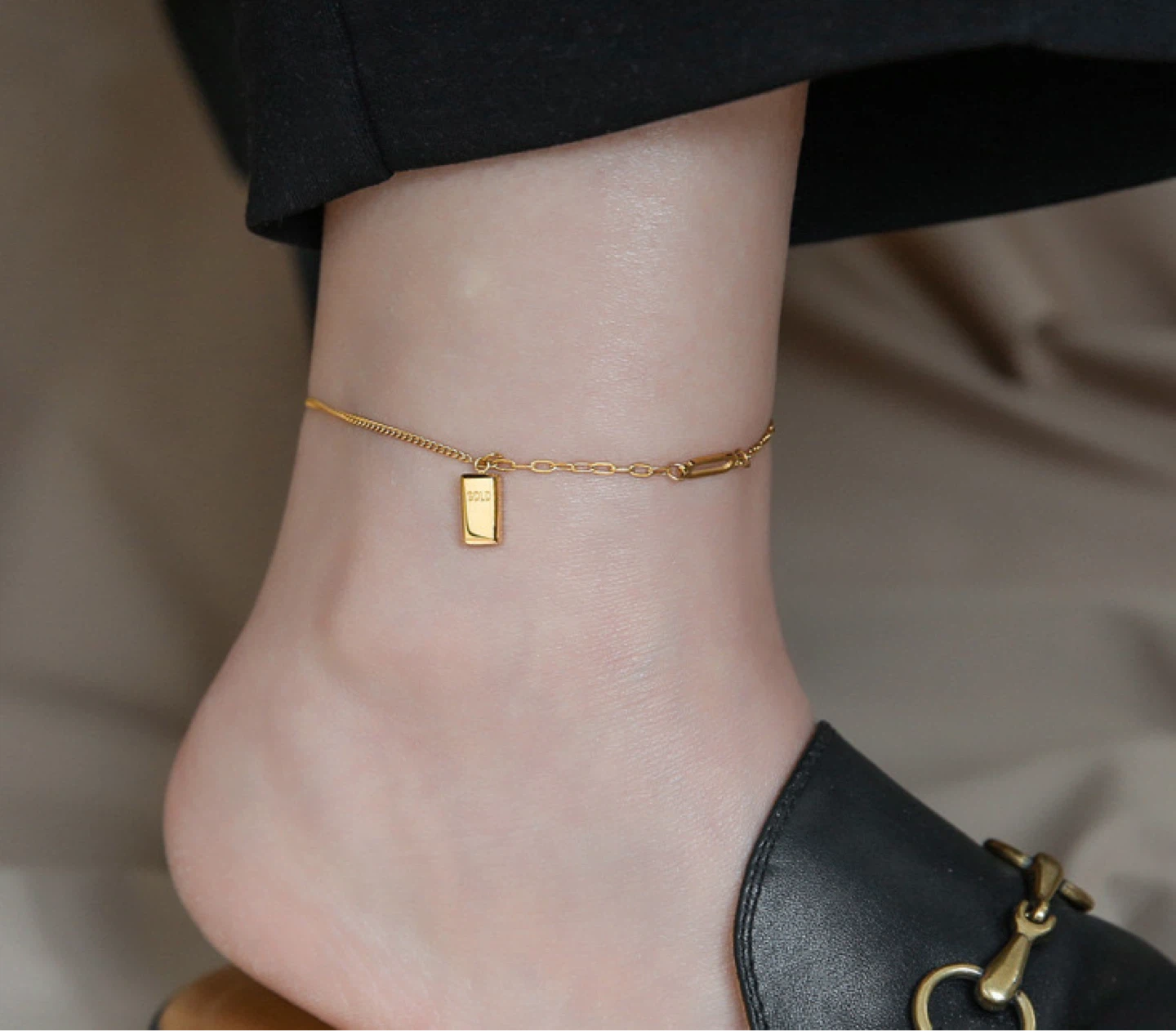 Square Geometric Anklet (18K Gold Plated)