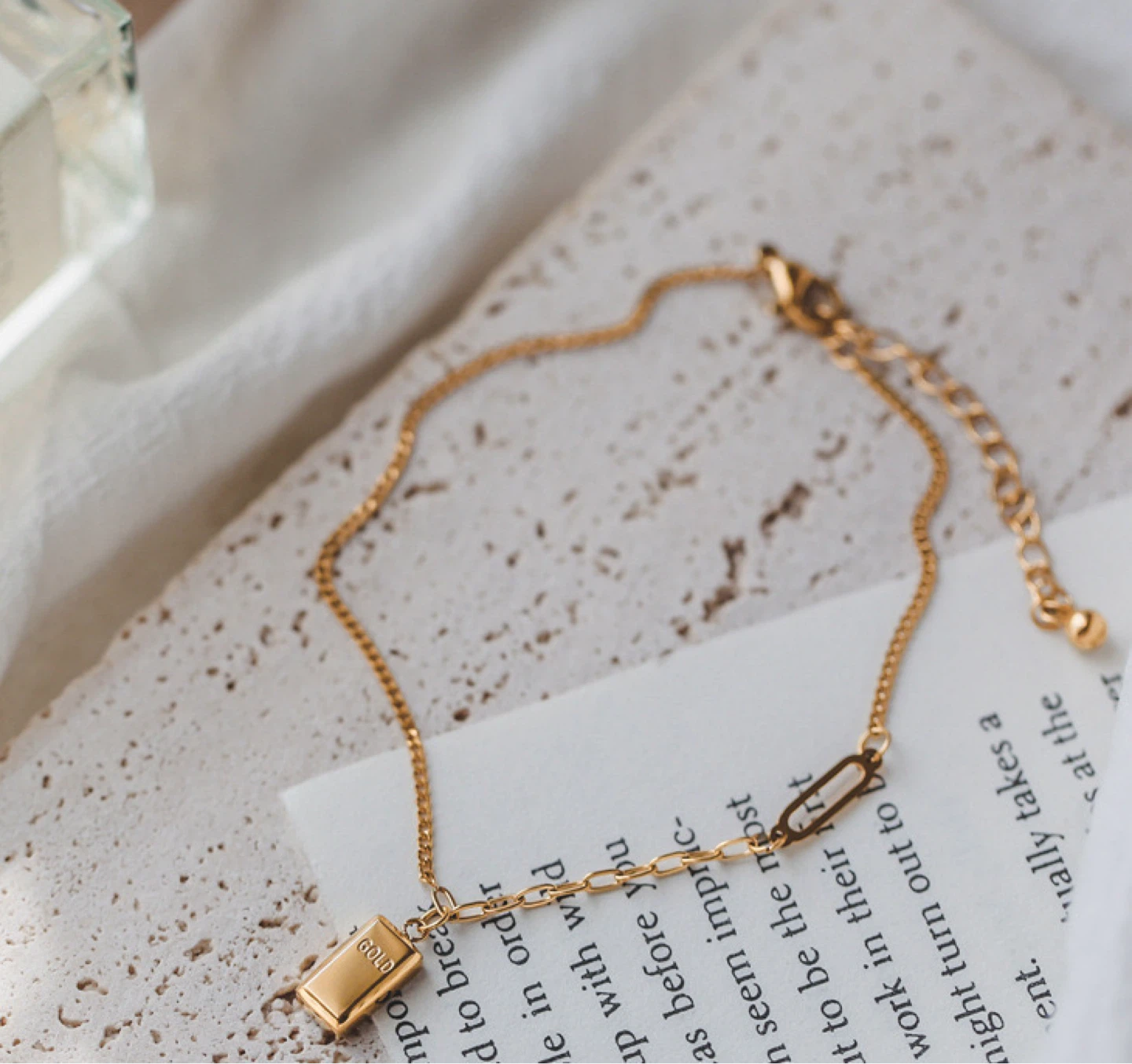 Square Geometric Anklet (18K Gold Plated) - photo 3