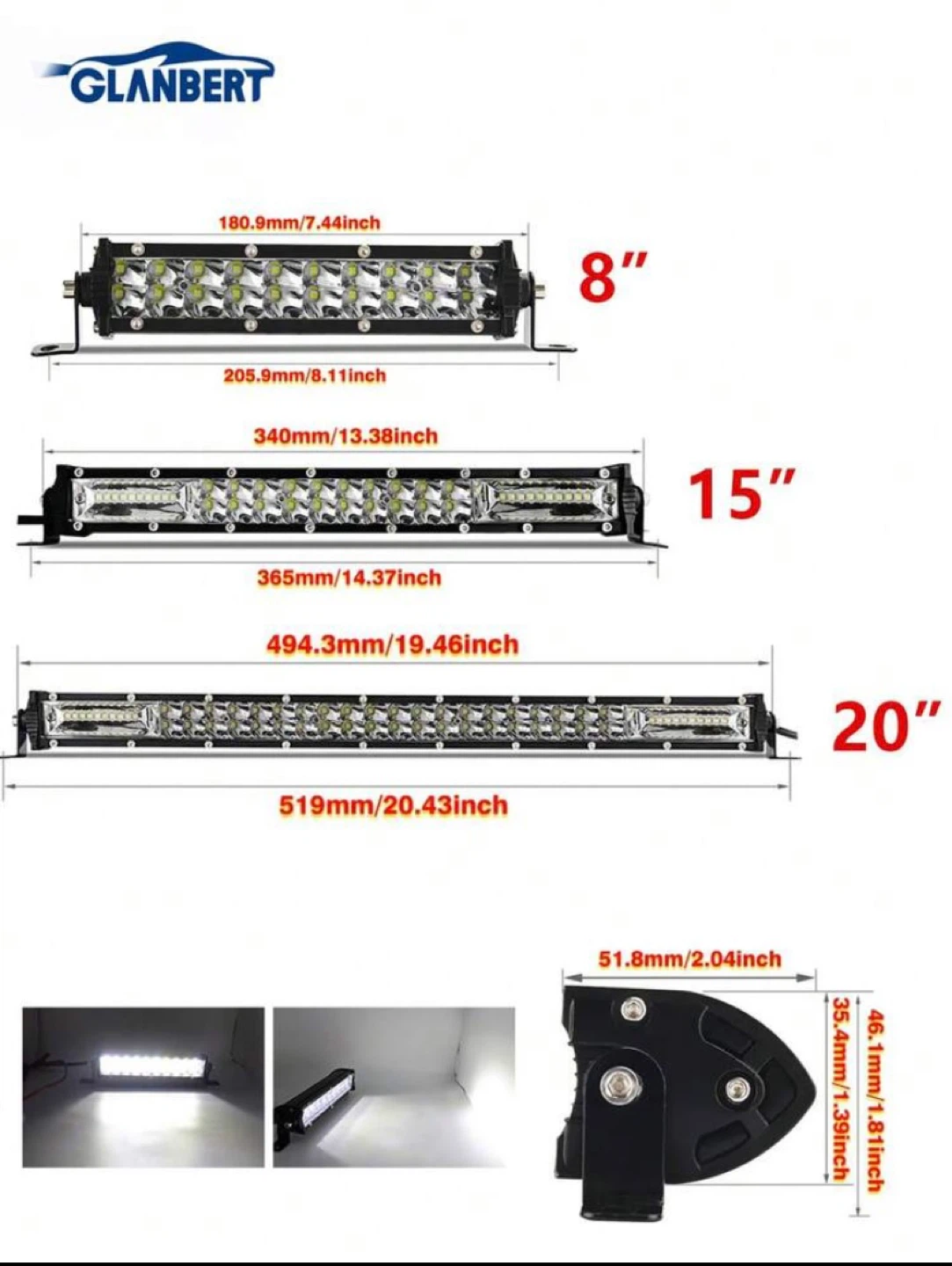 GLANBERT 20" LED Light Bar - photo 3