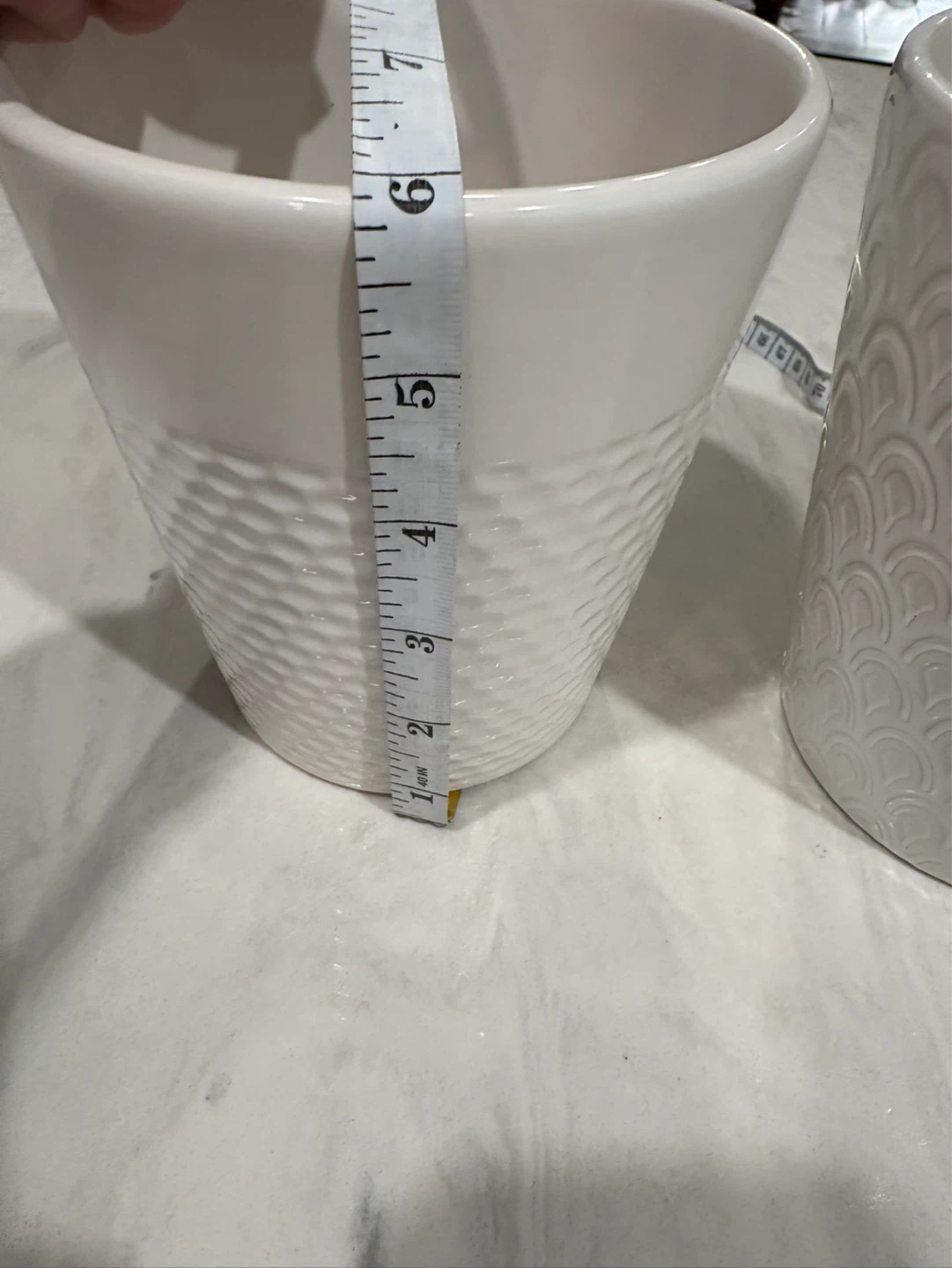 White Ceramic Planter Pots with Textured Design - photo 4