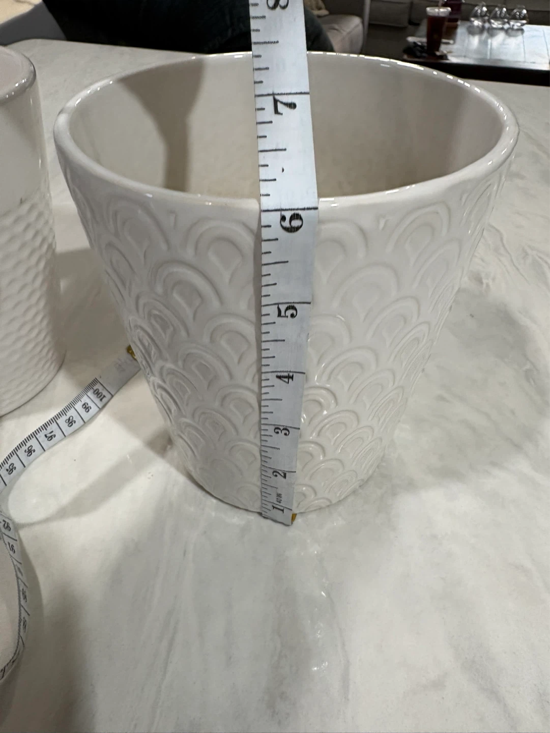 White Ceramic Planter Pots with Textured Design - photo 5