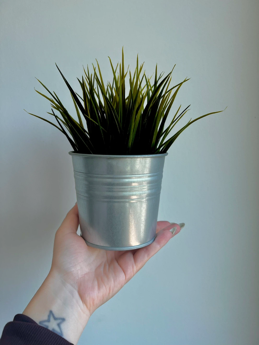 Artificial Grass Plant in metal pot 🪴 - photo 2