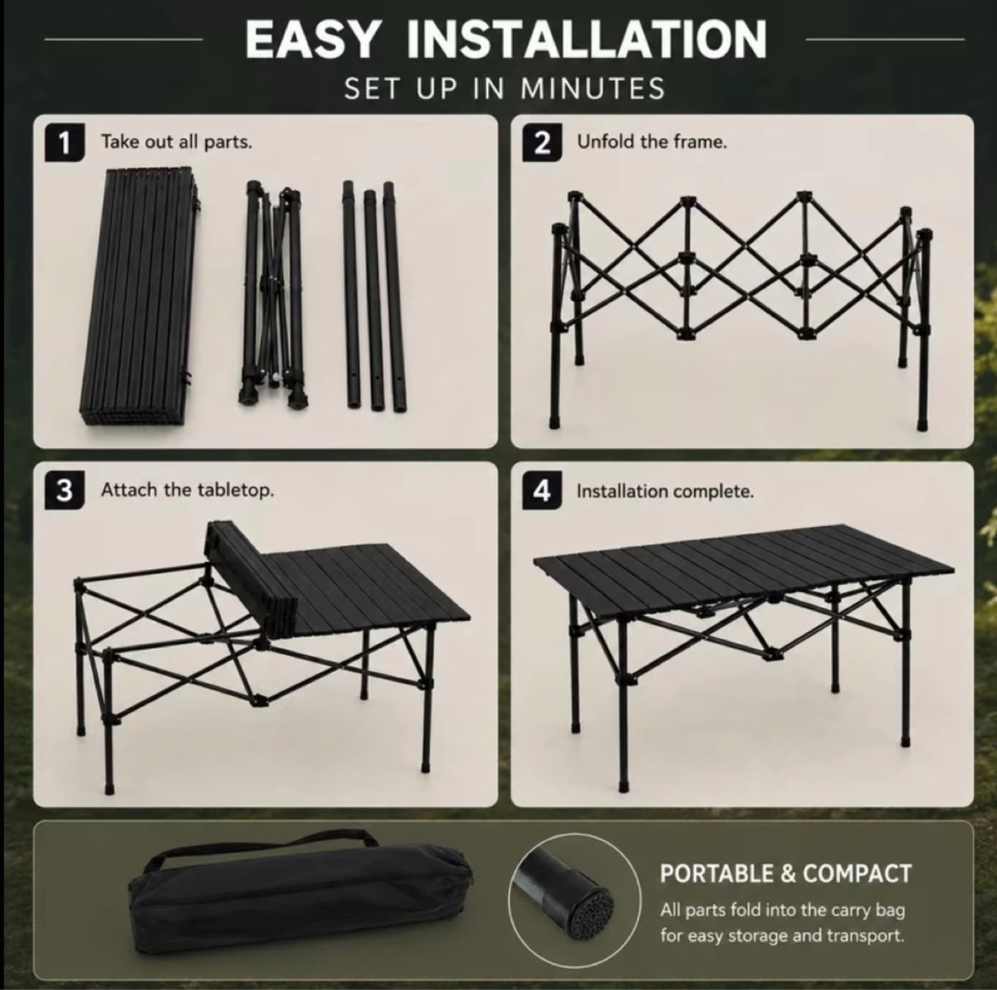 Black Folding Camping Table with Carry Bag (BRAND NEW IN BOX) - photo 4