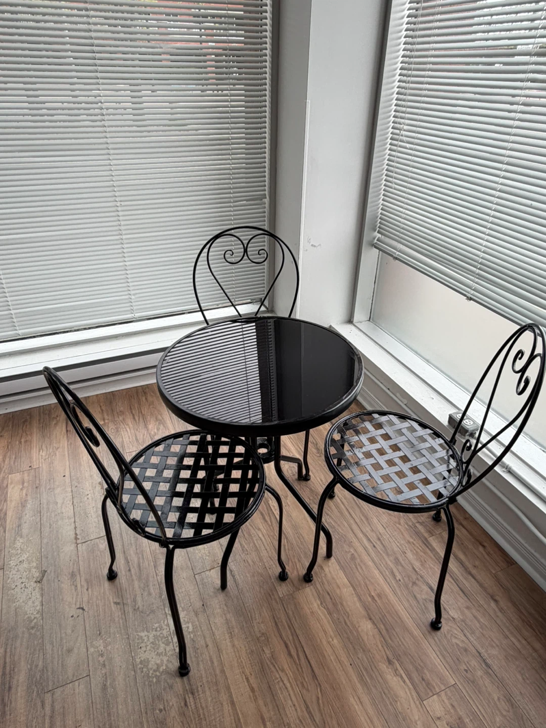 Black Metal Bistro Set with 2 Chairs - photo 2