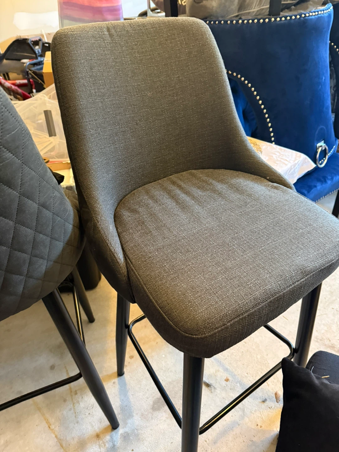 Set of 2 Dark Grey Bar Stools - photo 2