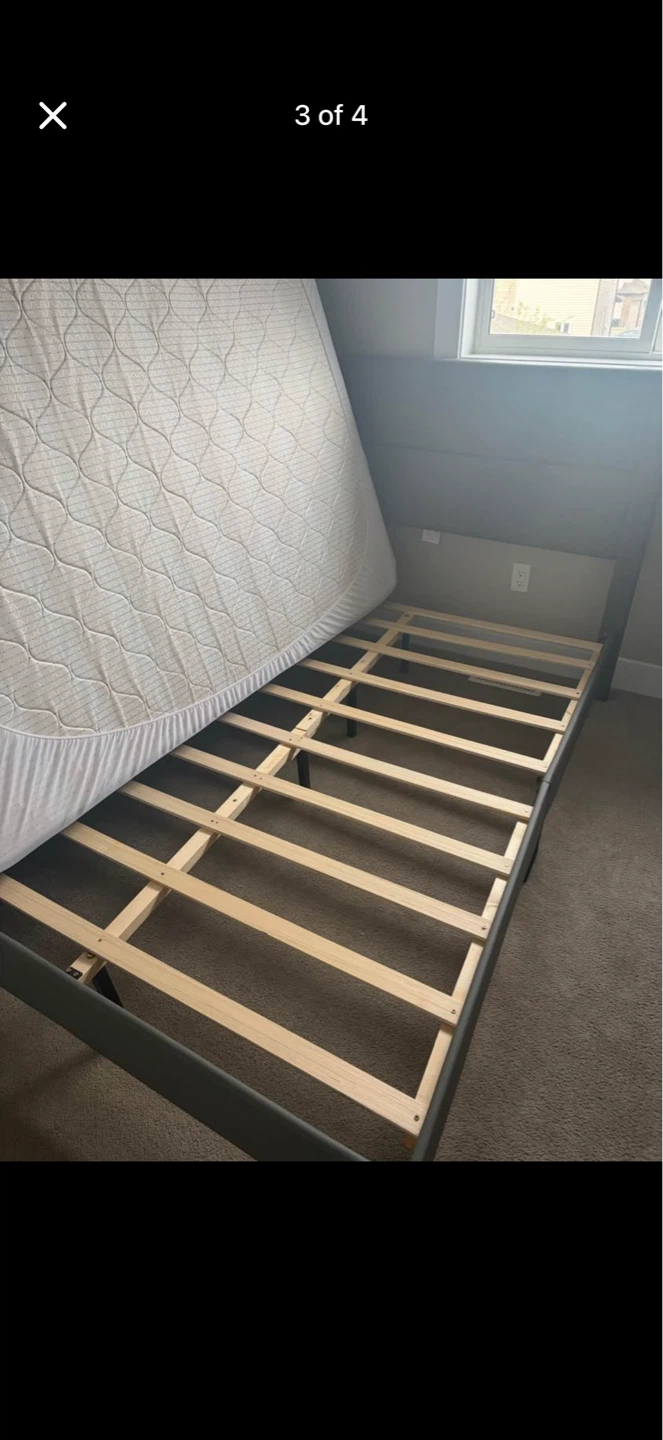 Grey Upholstered Bed Frame with Mattress - photo 3