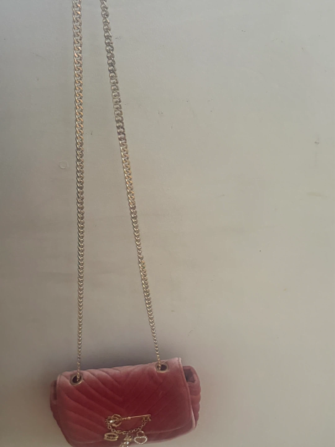 Pink Velvet Shoulder Bag with Charms - photo 4