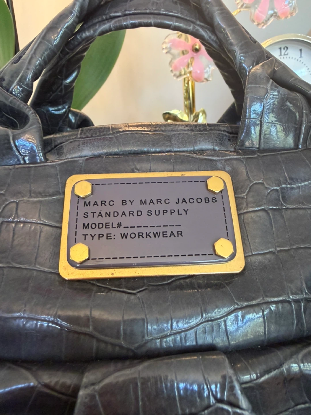 Marc by Marc Jacobs "Standard Supply" Grey Croc Embossed Handbag - photo 2
