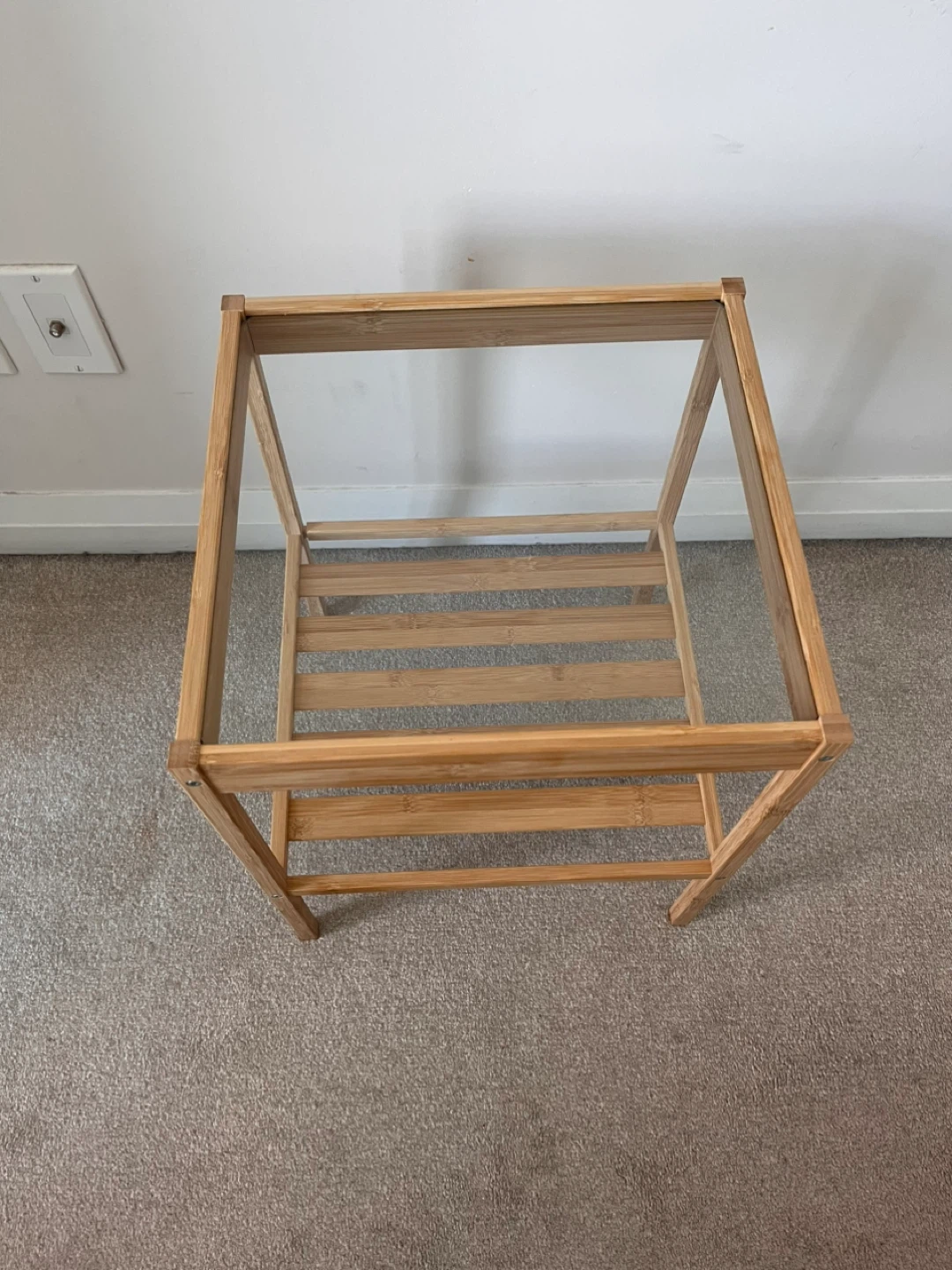 IKEA Bamboo and Glass Side Table - photo 2