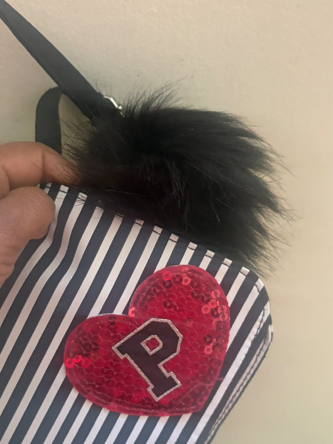 Justice Girls Striped Heart Crossbody Bag
